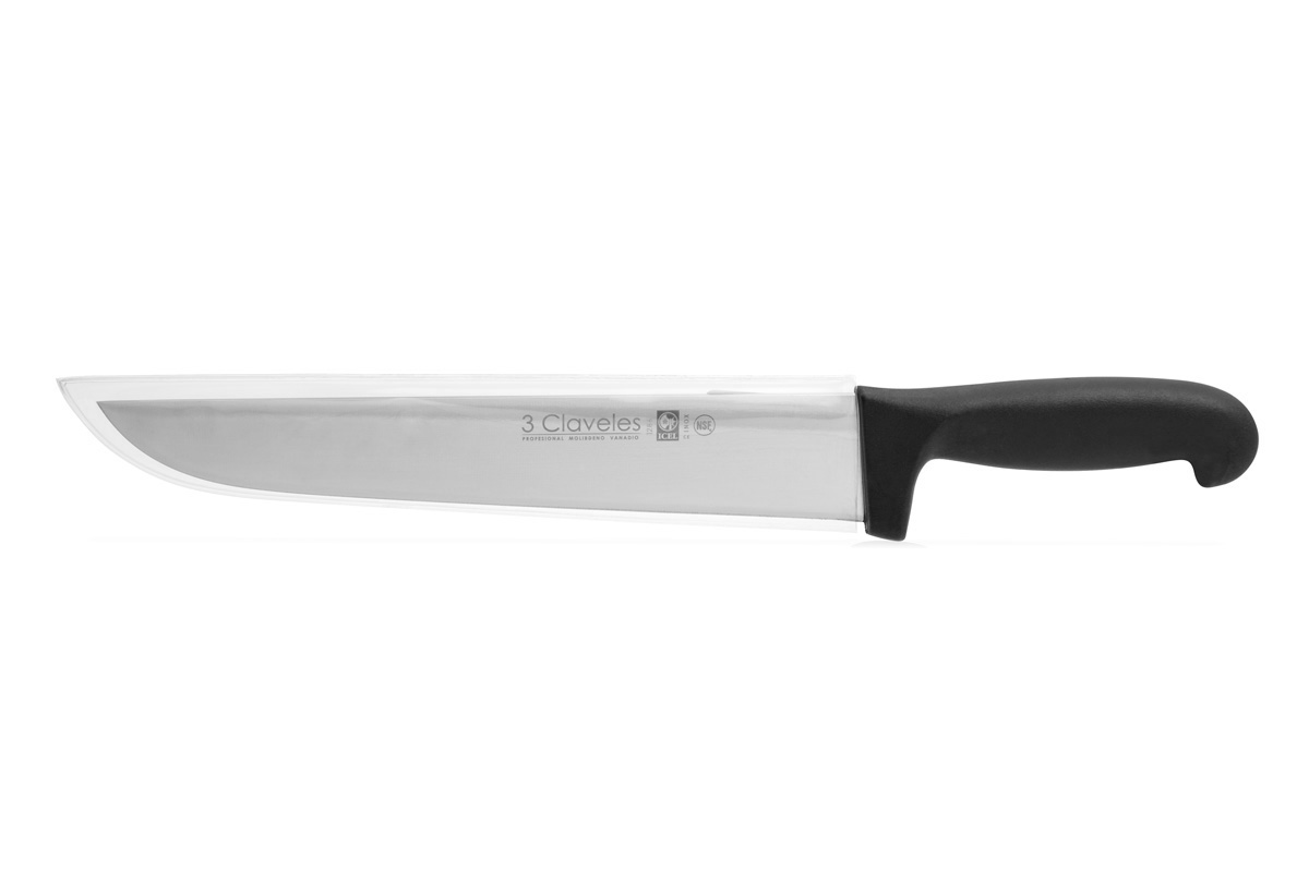 Cuchillo carnicero 3 Claveles hoja de 25 cm y mango de polipropileno negro