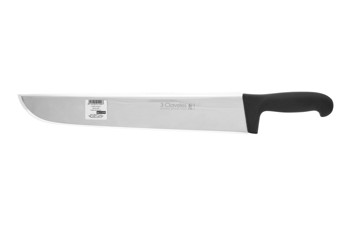 Cuchillo carnicero 3 Claveles hoja de 36 cm y mango de polipropileno negro