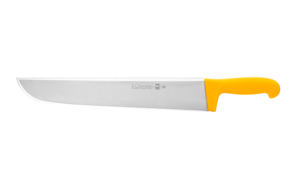 Cuchillo carnicero amarillo con hoja de 36 cm y mango de polipropileno