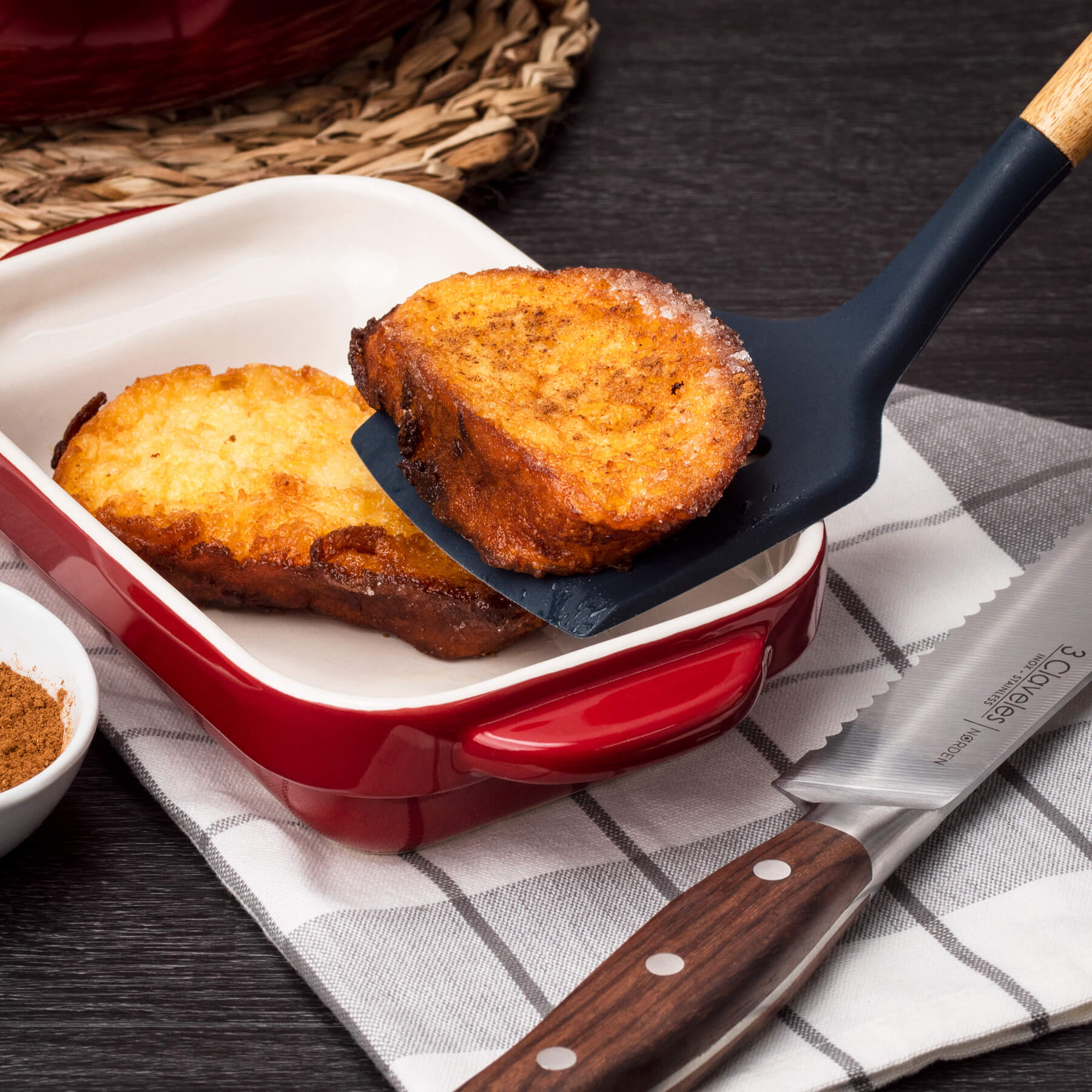 Espátula de cozinha em silicone e madeira de faia, livre de BPA, 3 Claveles