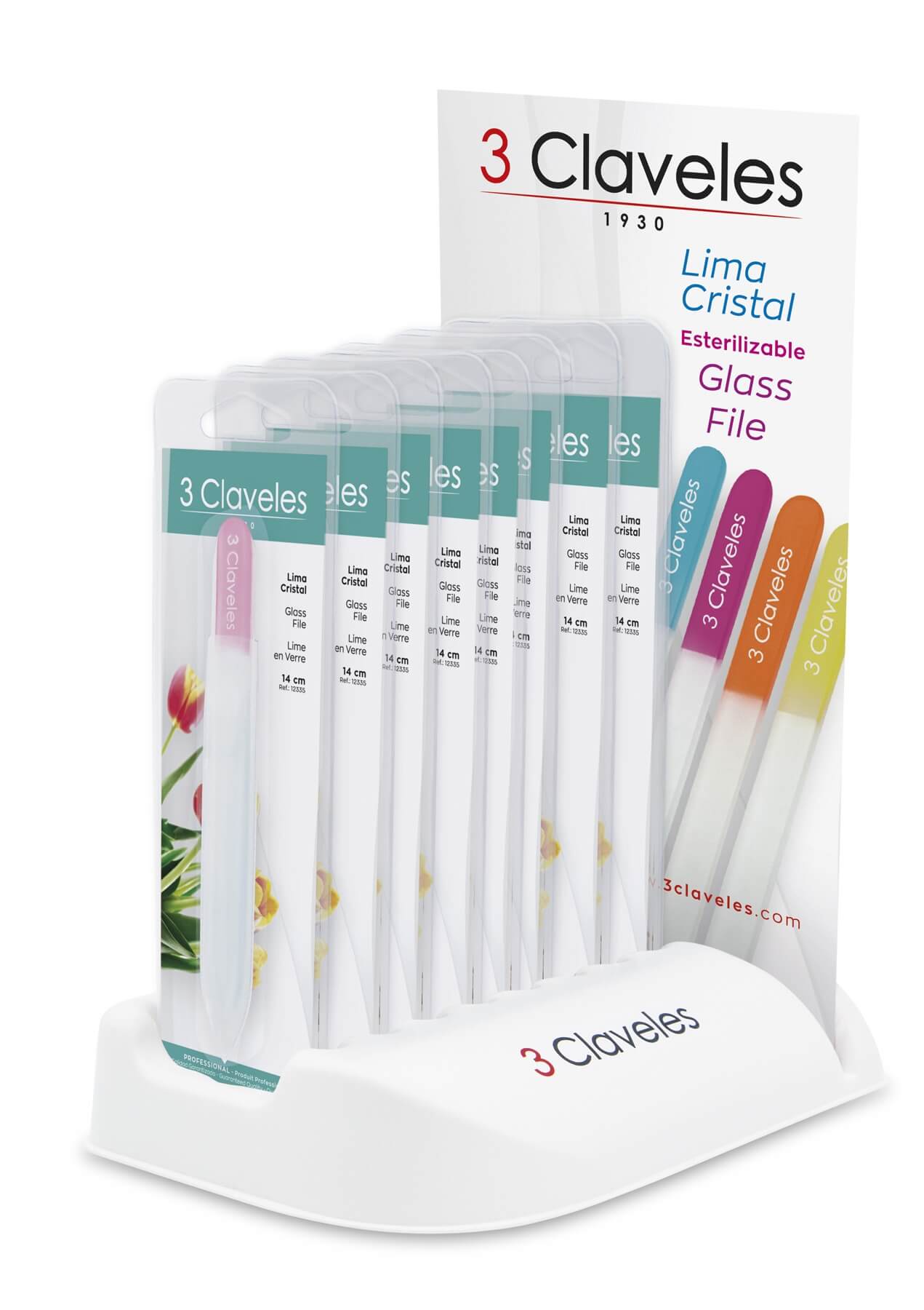 Expositor 24 limas de manicura de cristal con mango de distintos ...