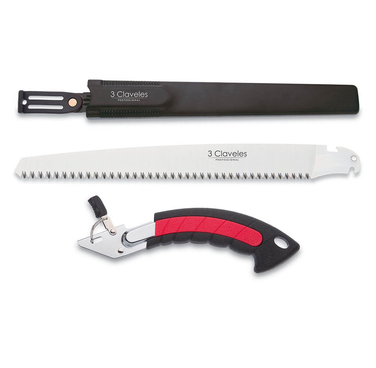Serrucho con hoja recta intercambiable 3Claveles con una medida de 30 cm con funda