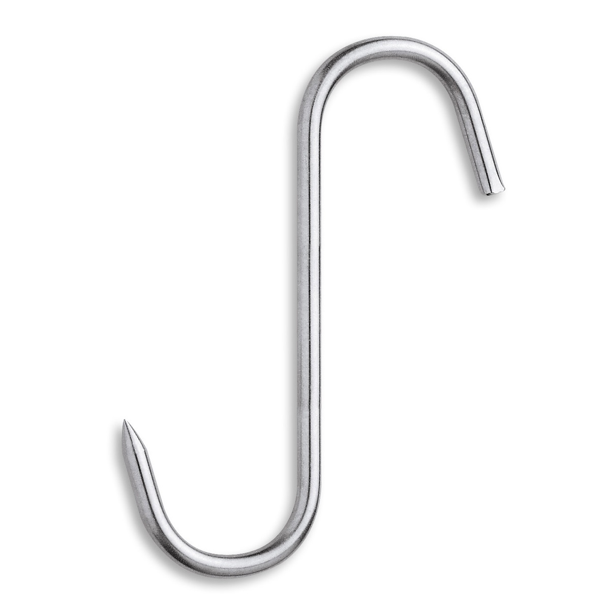 Gancho para carne, modelo S, aço inoxidável, 14x5 cm, 3 Claveles