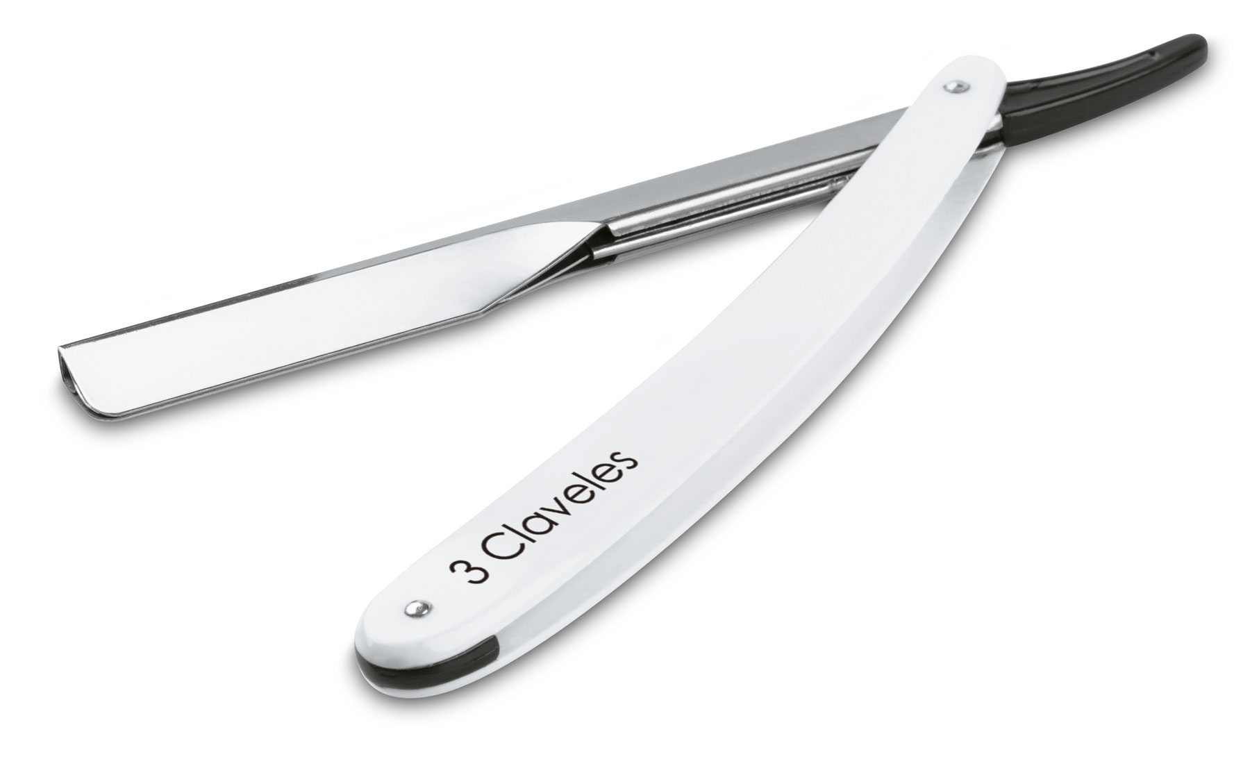 Navaja de peluquero con hoja intercambiable 3 Claveles mango blanco