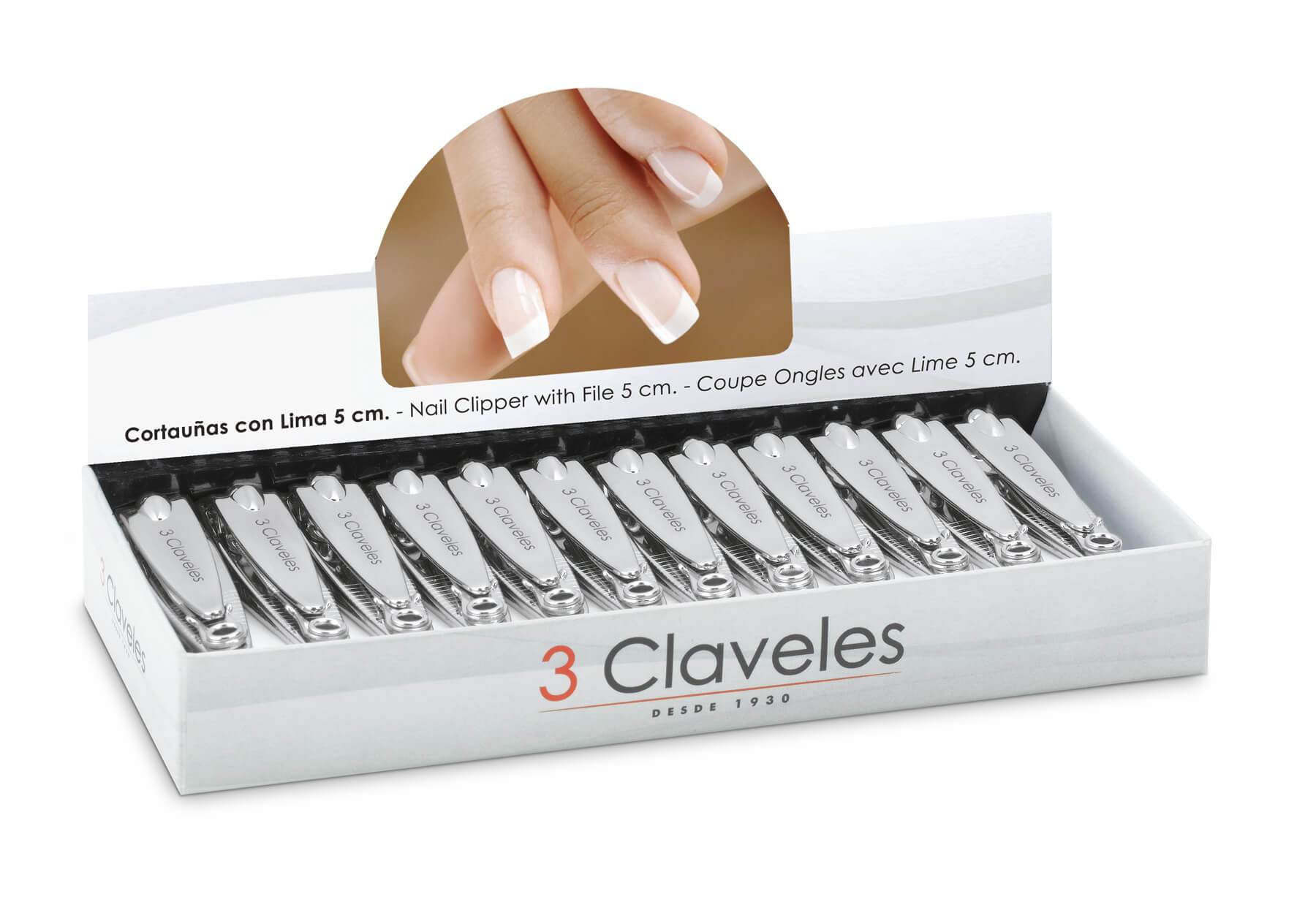 Cortauñas con lima pack de 24 unidades 5 cm 3 Claveles