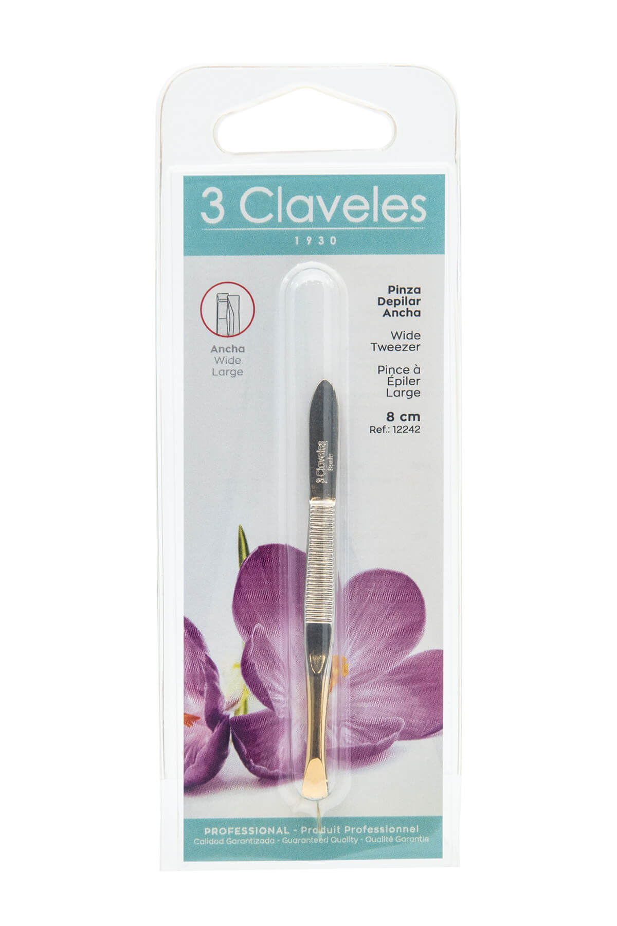Wide Gold Tip Tweezers 8cm 3 Claveles