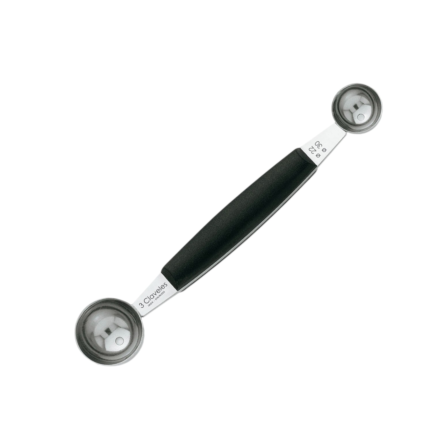 Vaciador doble 22/30 cm mango de polipropileno negro 3 Claveles