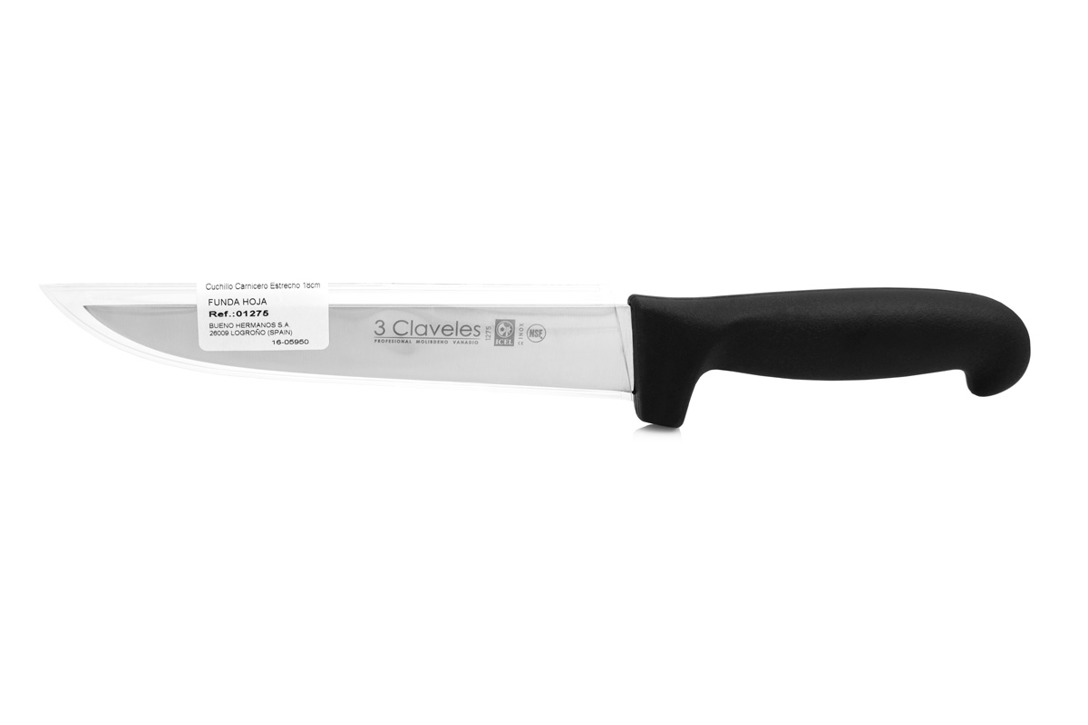 wide boning knife with 18cm blade and black polypropylene handle 3 Claveles