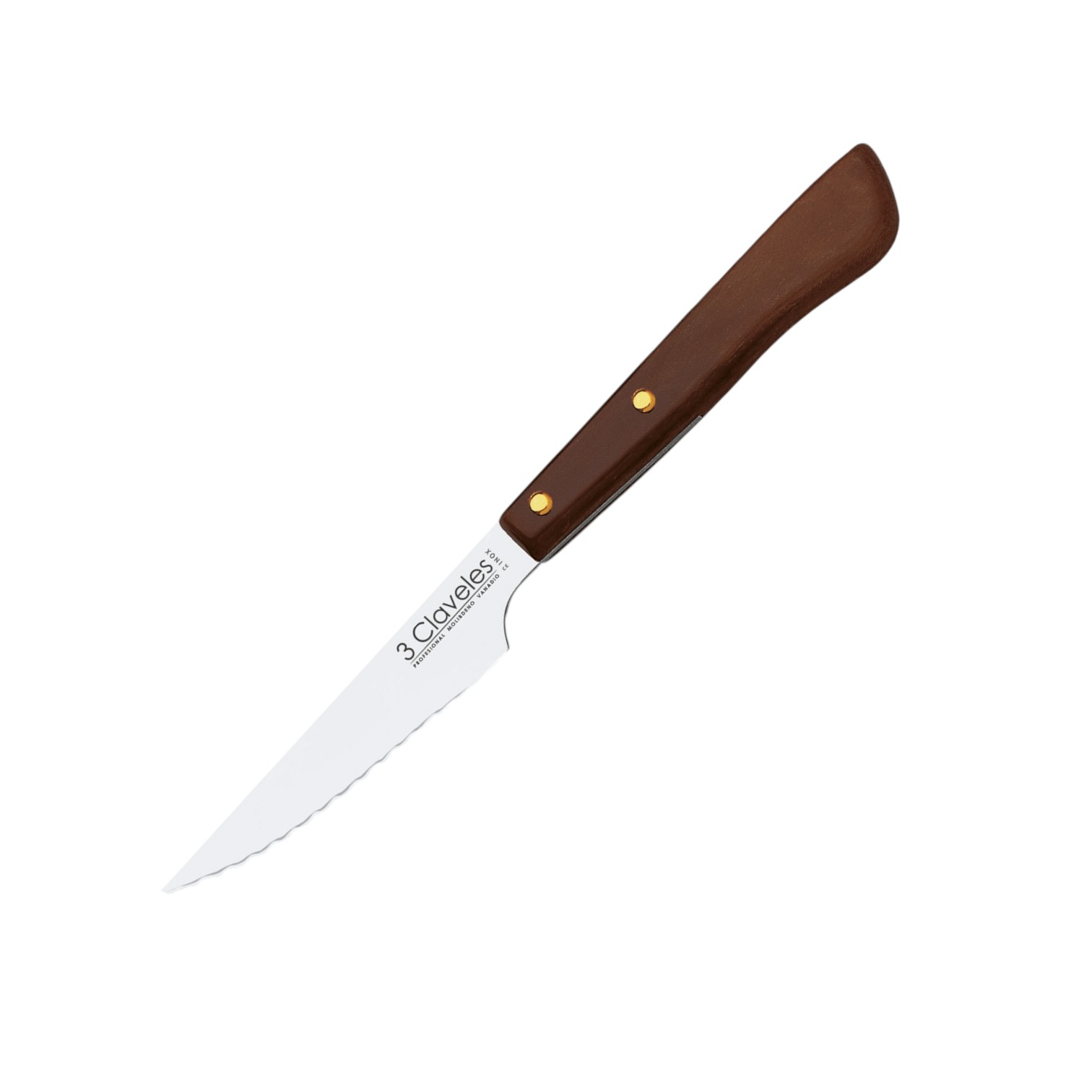 Cuchillo chuletero 10,5 cm con mango de madera 3 Claveles a grane...