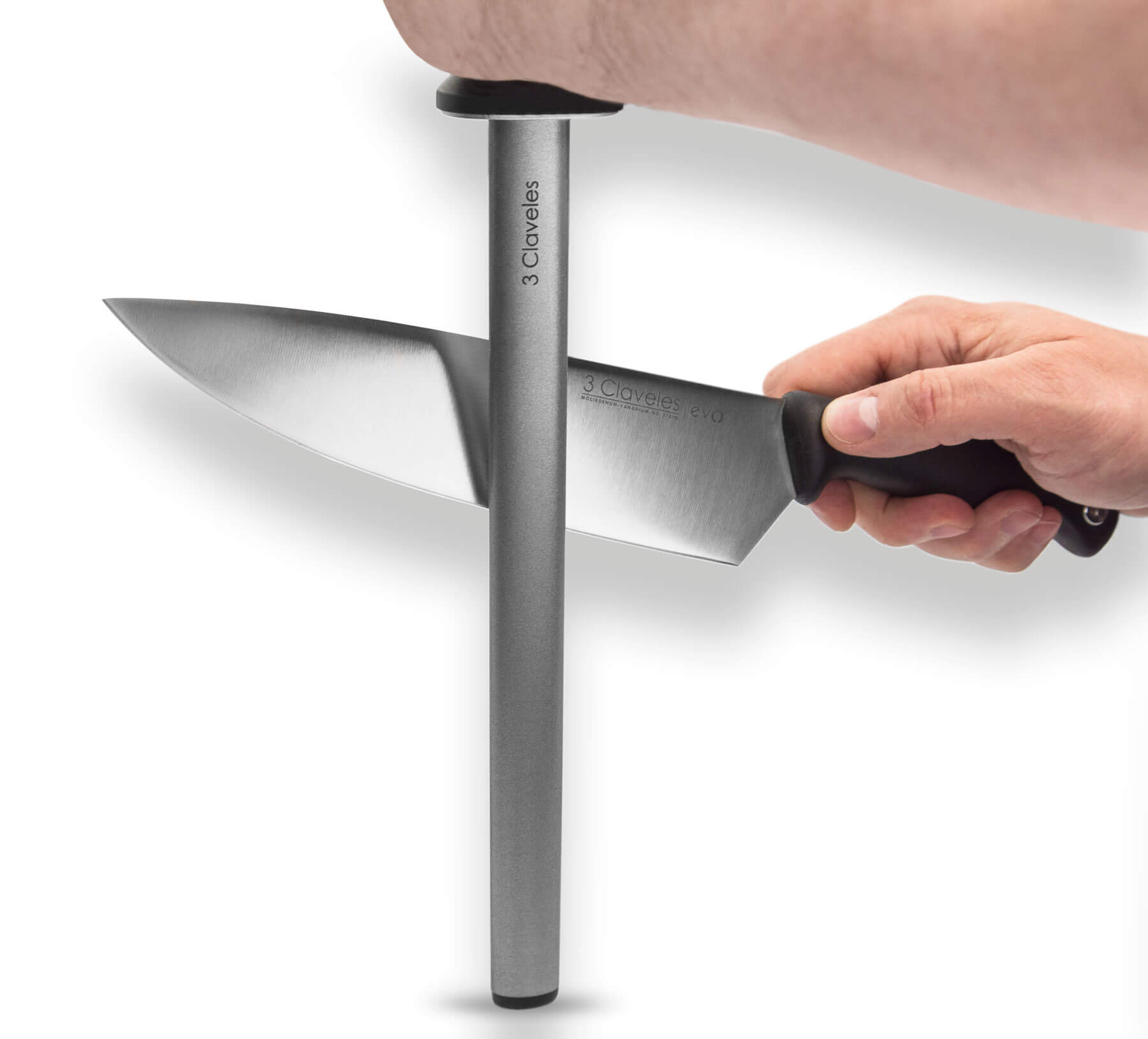 Afiador em aço diamantado 3 Claveles com cabo em fibra de nylon preta