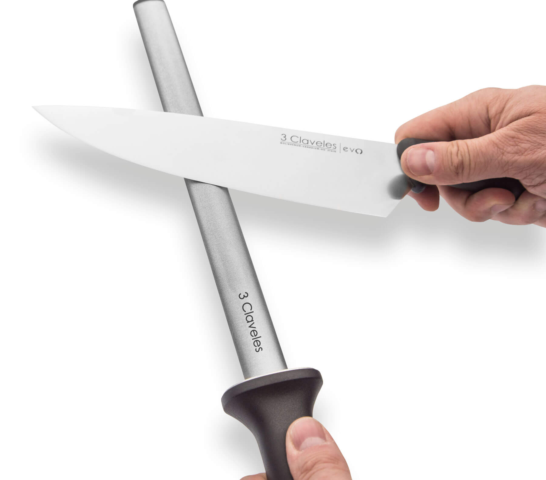 Afiador em aço diamantado 3 Claveles com cabo em fibra de nylon preta