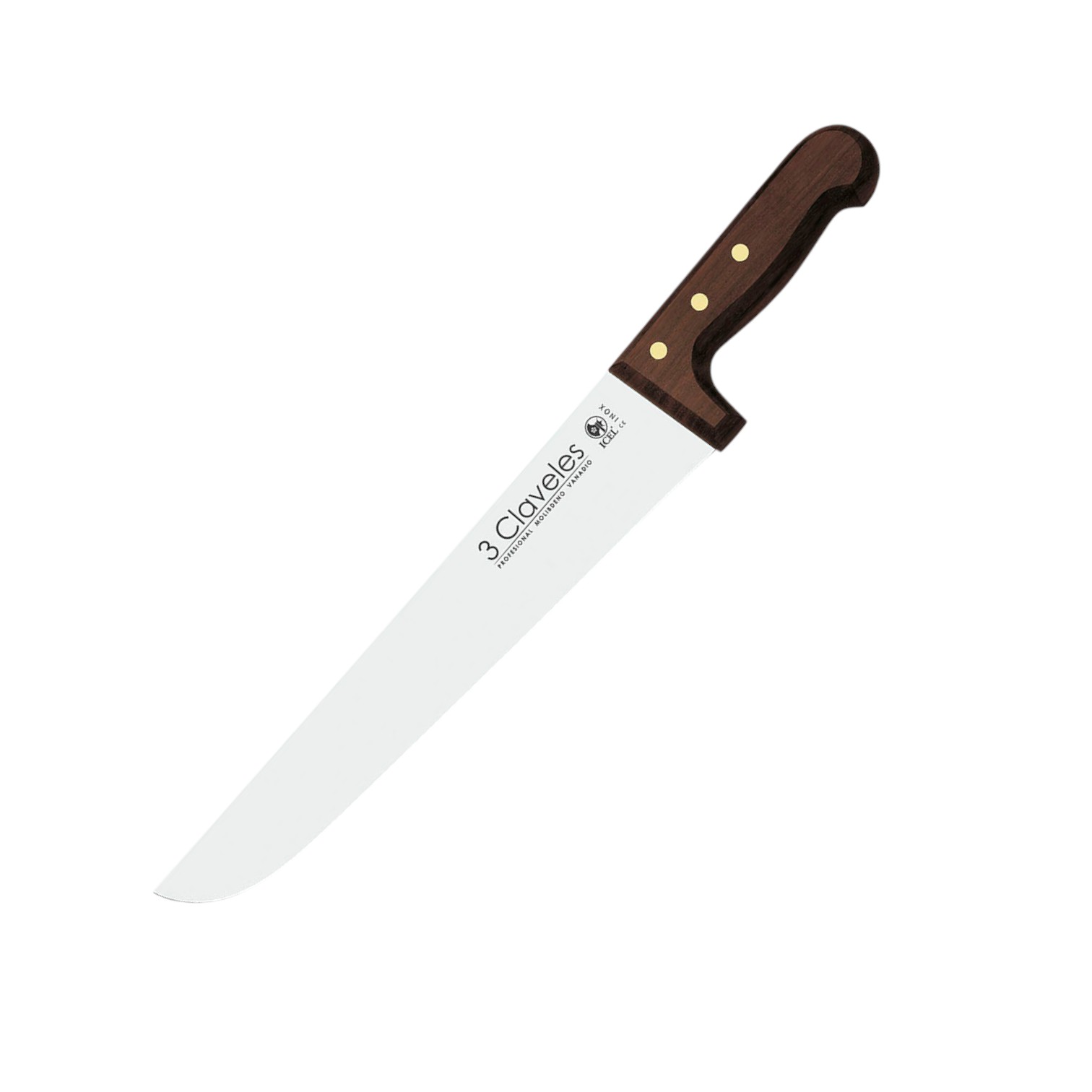 Cuchillo carnicero 30 cm con mango de palosanto 3 Claveles