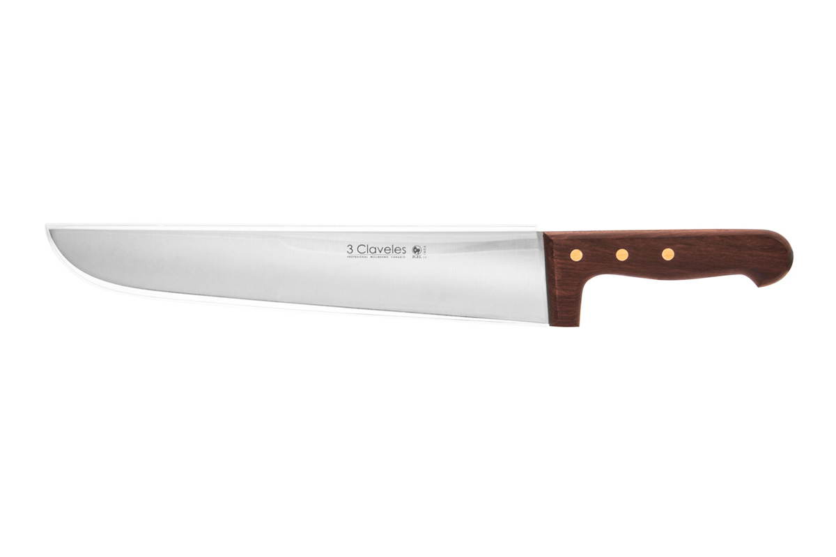 Cuchillo carnicero 30 cm con mango de palosanto 3 Claveles