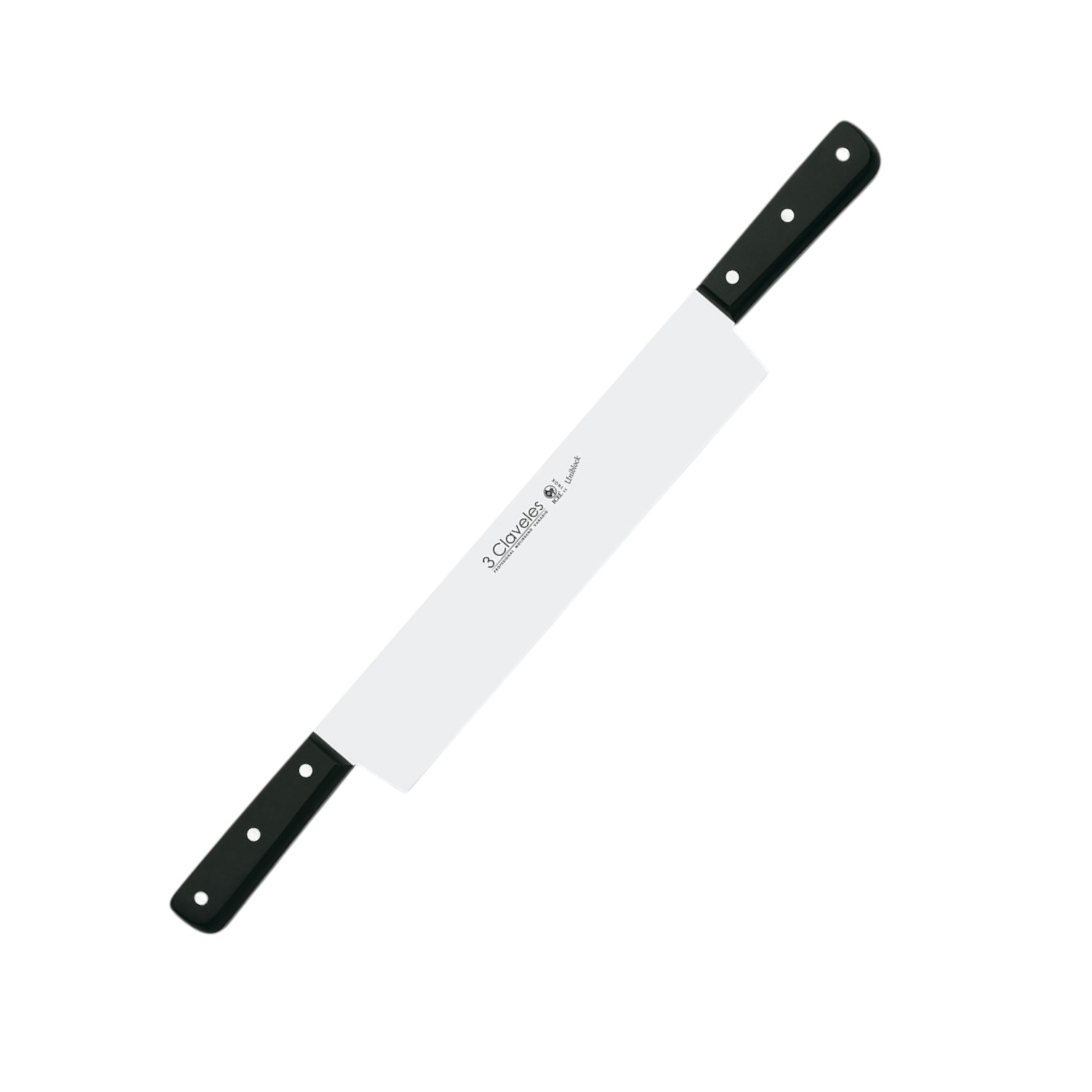 Cuchillo para queso con 2 mangos y hoja de 30 cm con mango de pom...