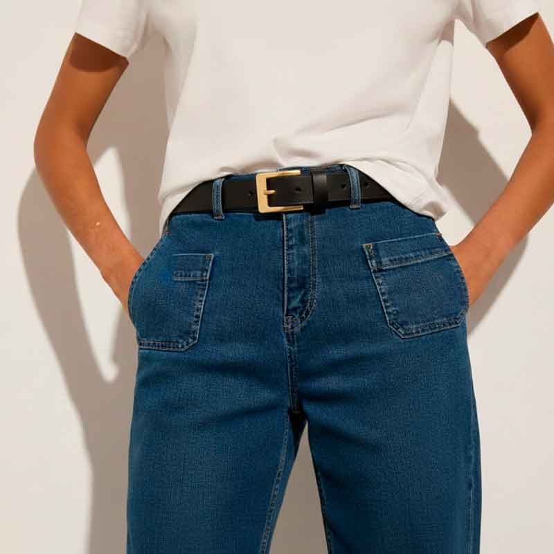 cinturón de cuero​ hebilla dorada 25-71405