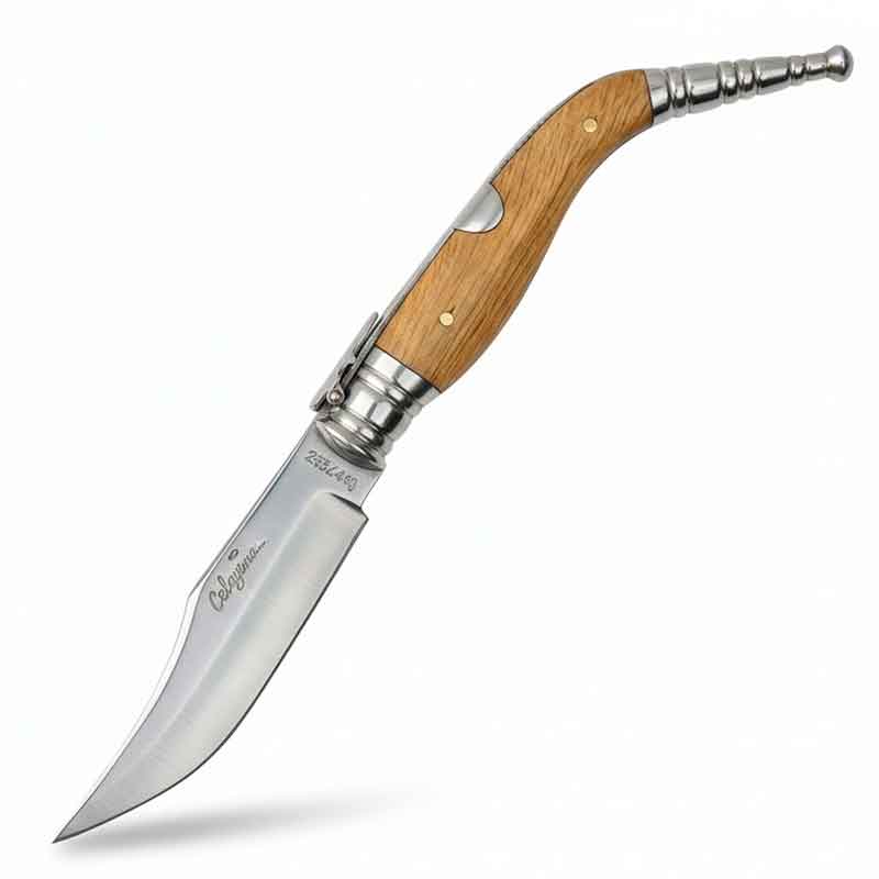 Navaja artesana carraca con hoja de 19 cm y mango de madera de en...