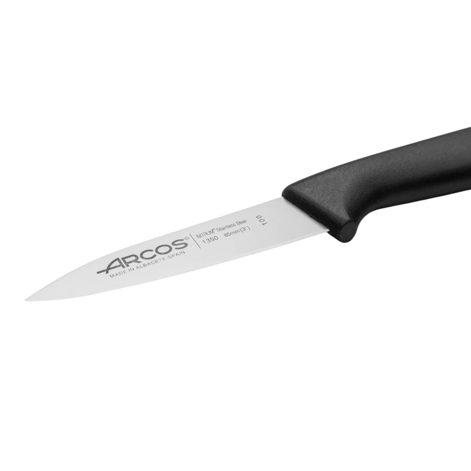 Cuchillo mondador Arcos serie Niza con mango de polipropileno negro 85 mm