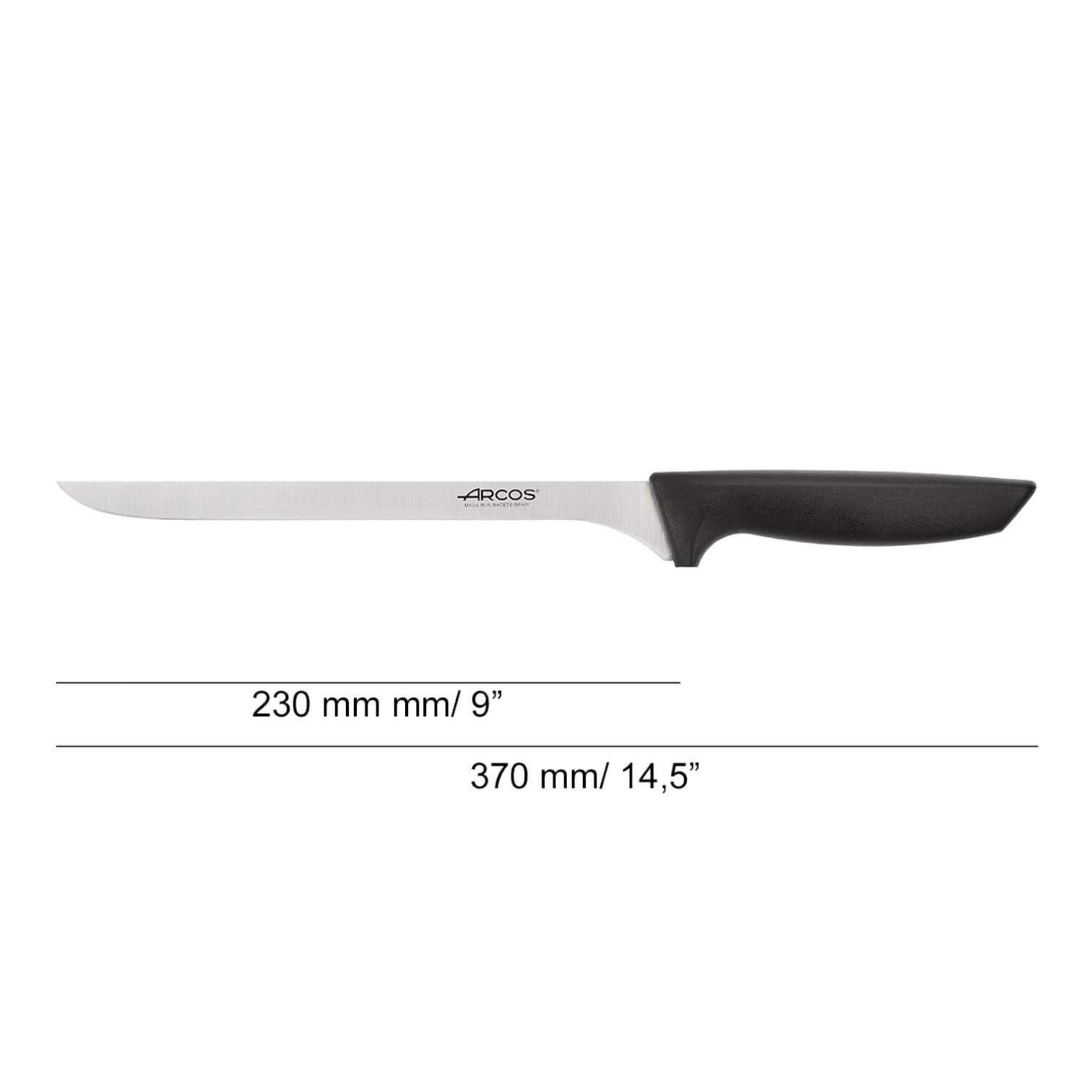 Cuchillo jamonero Arcos serie Niza con mango de polipropileno negro 230 mm