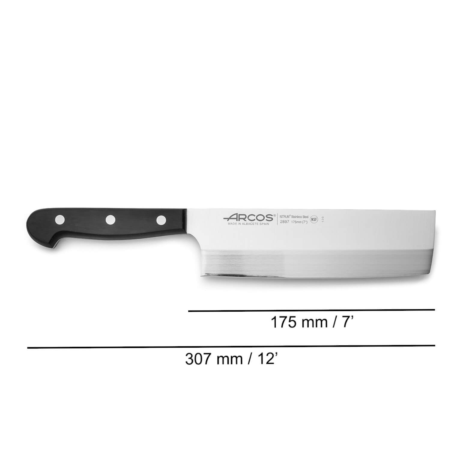 Cuchillo Usuba Arcos serie Universal con mango de polioximetileno negro 175 mm