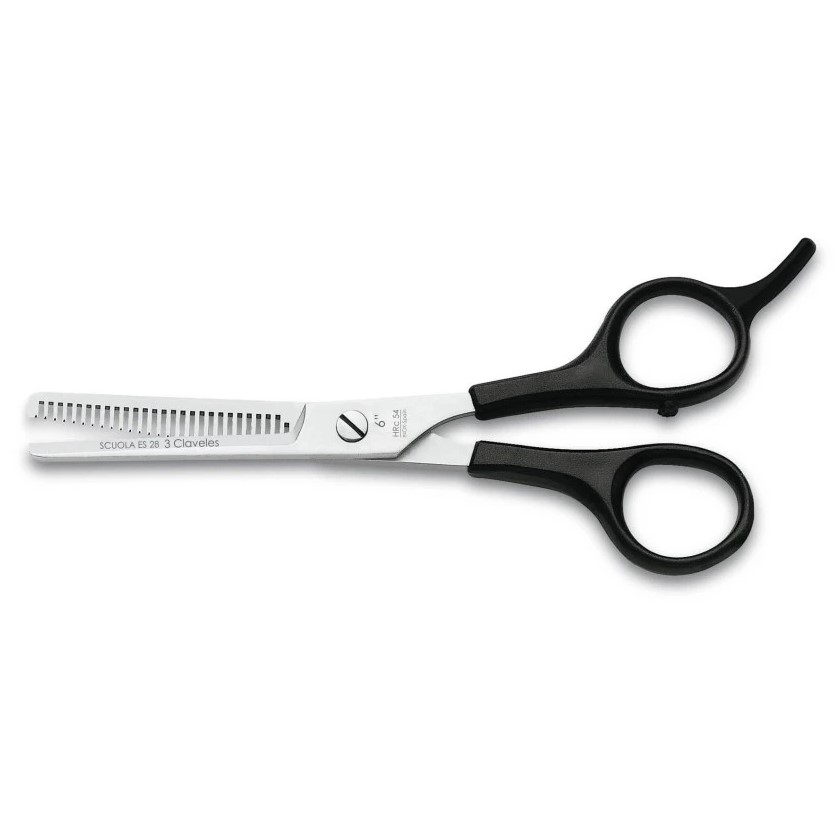 Tijera peluquero Scuola ES28 6" con filo microdentado y apoyadedo...