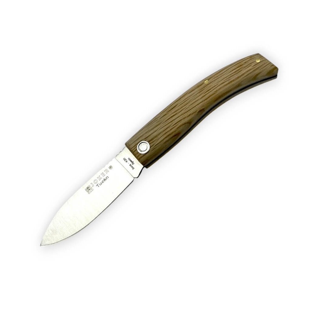 Navaja Joker Tucán con mango de madera de encina y hoja de 8 cm