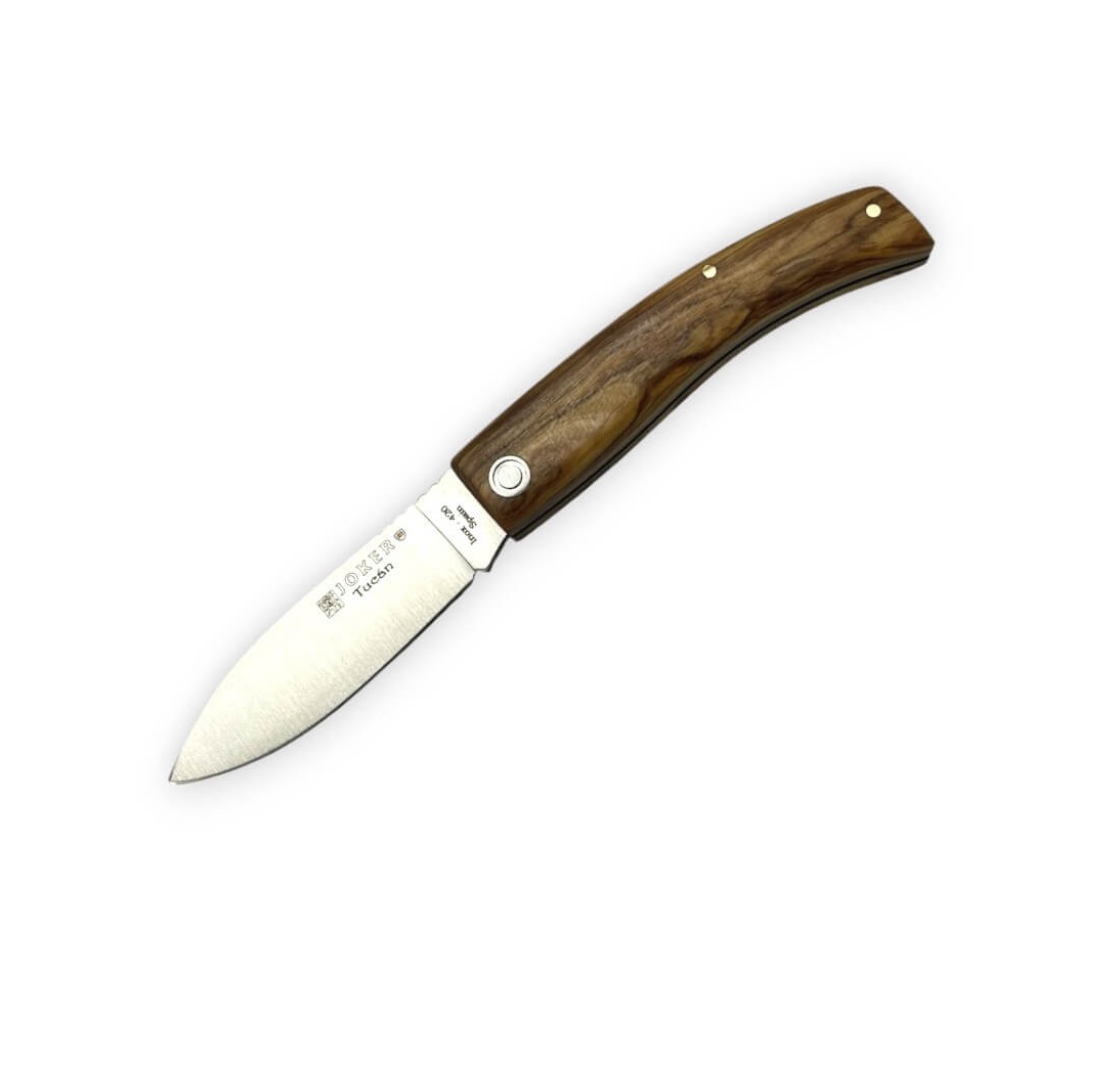 Navaja Joker Tucán con mango de madera de olivo y hoja de 8 cm