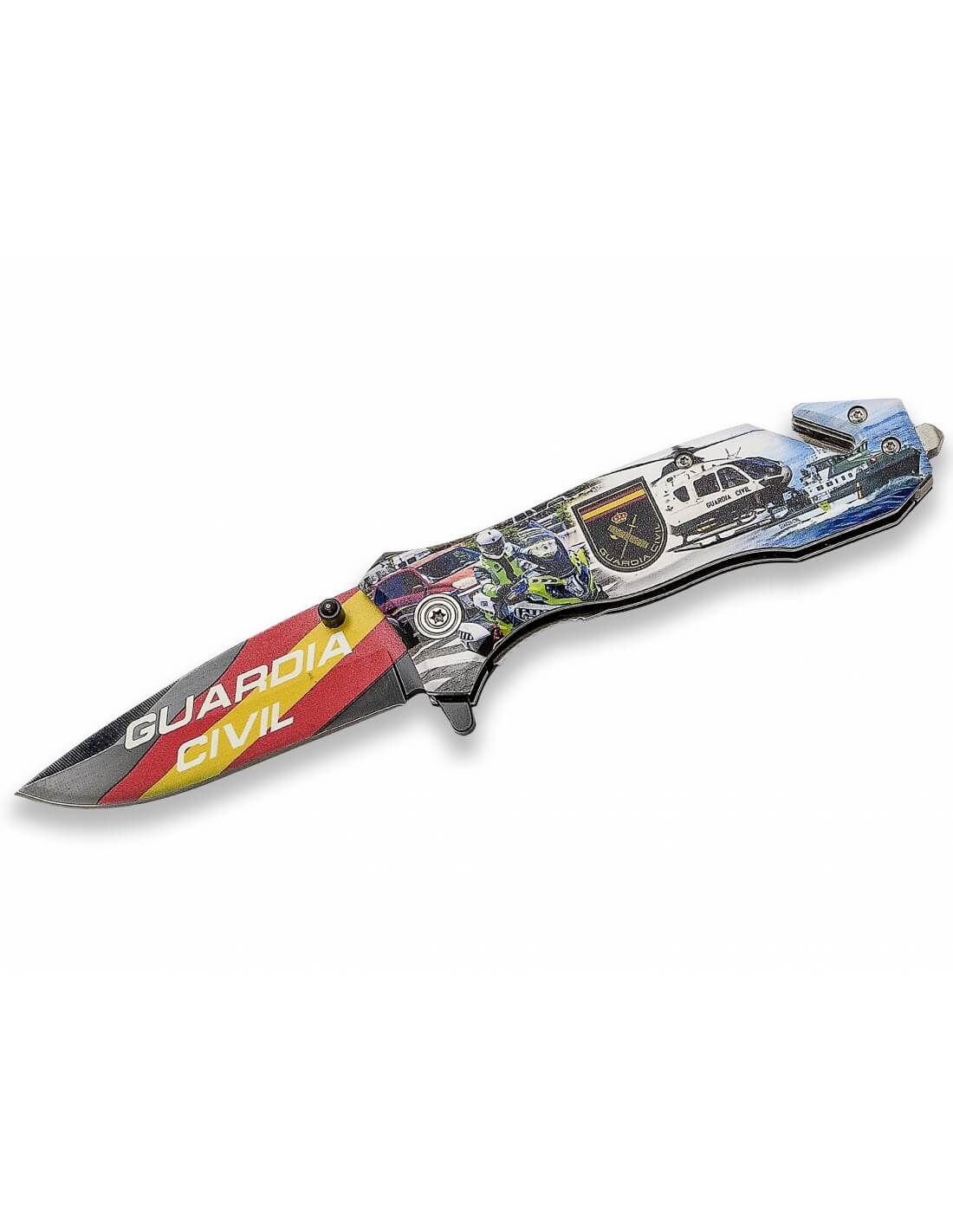 Navaja táctica JKR 8.5 cm con punta rompe cristales y corta cintu...