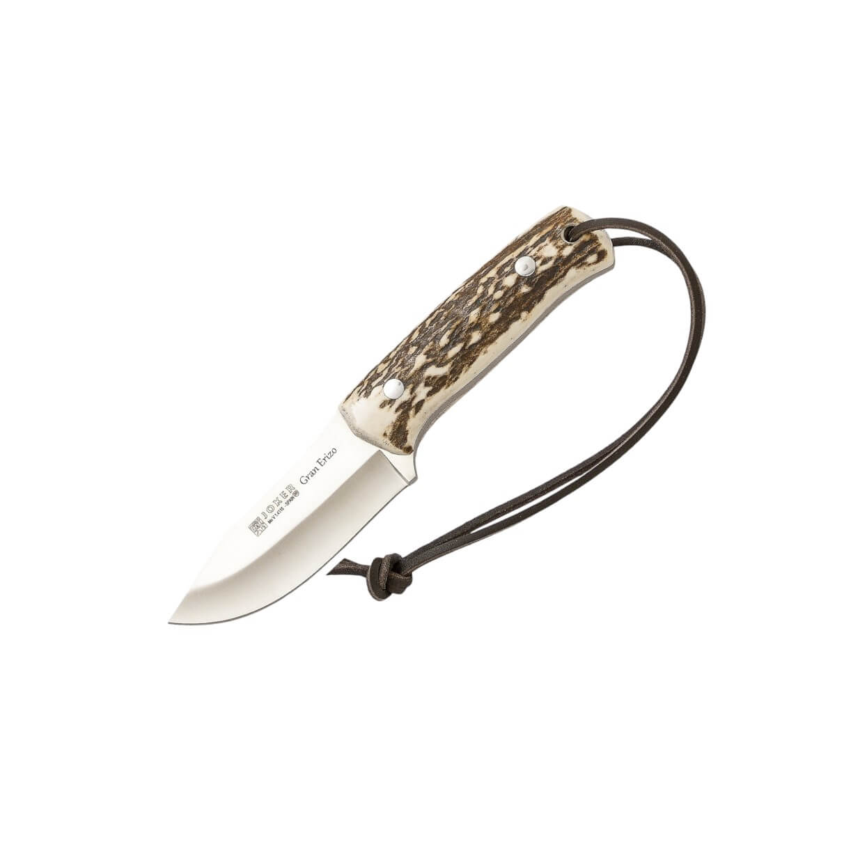 Cuchillo de caza Joker Gran Erizo con mango de asta de ciervo y hoja de 9.5 cm