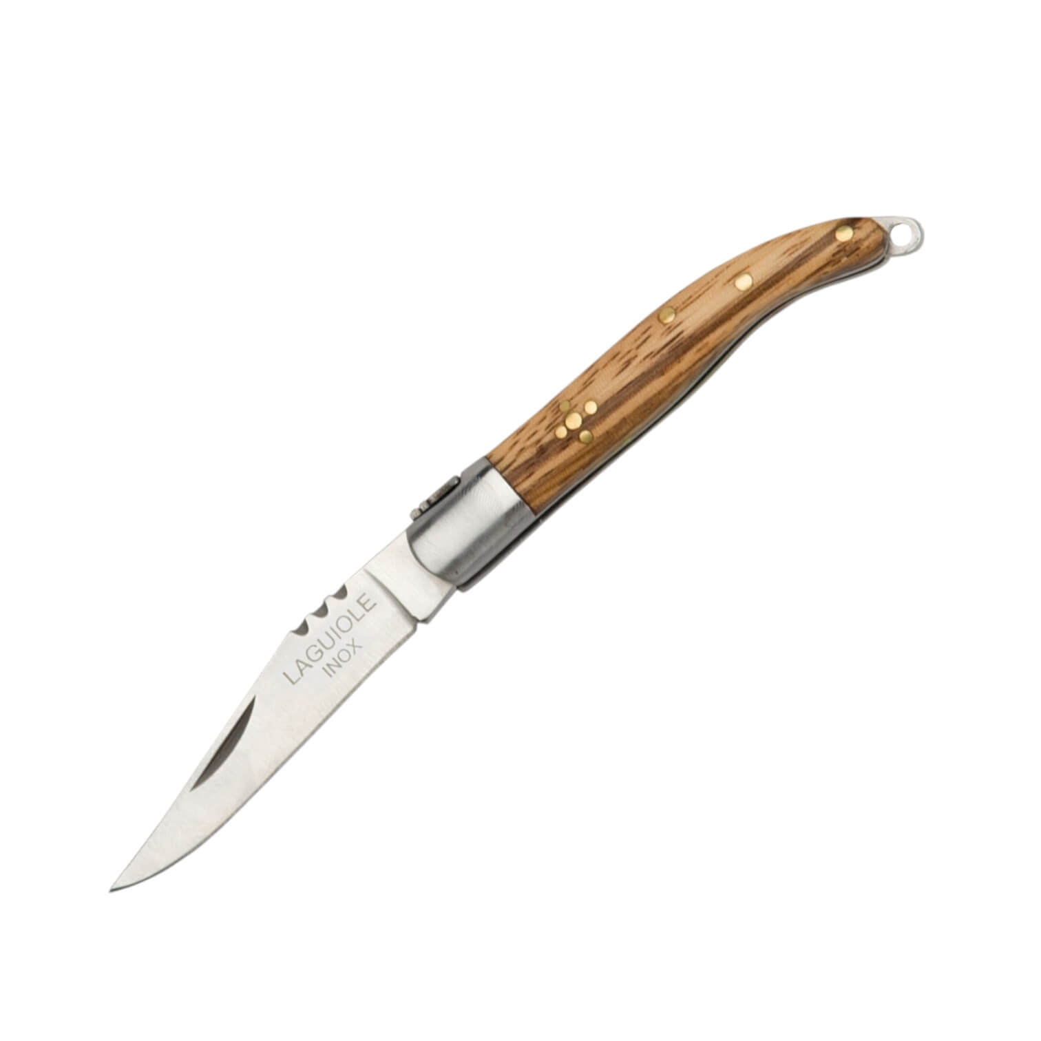 Navaja laguiole con mango de madera de olivo y virola de acero in...