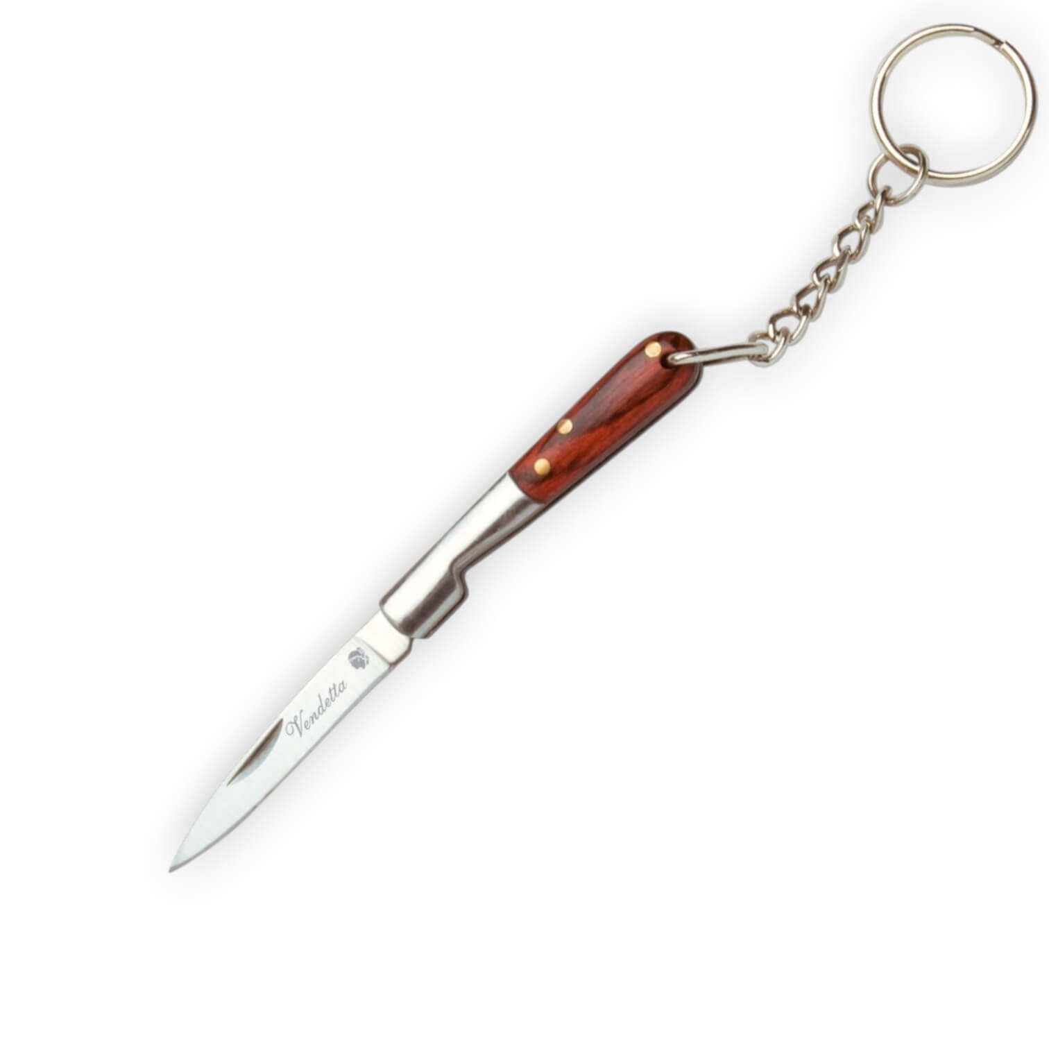 Navaja llavero vendetta con mango de madera roja y virola inox co...