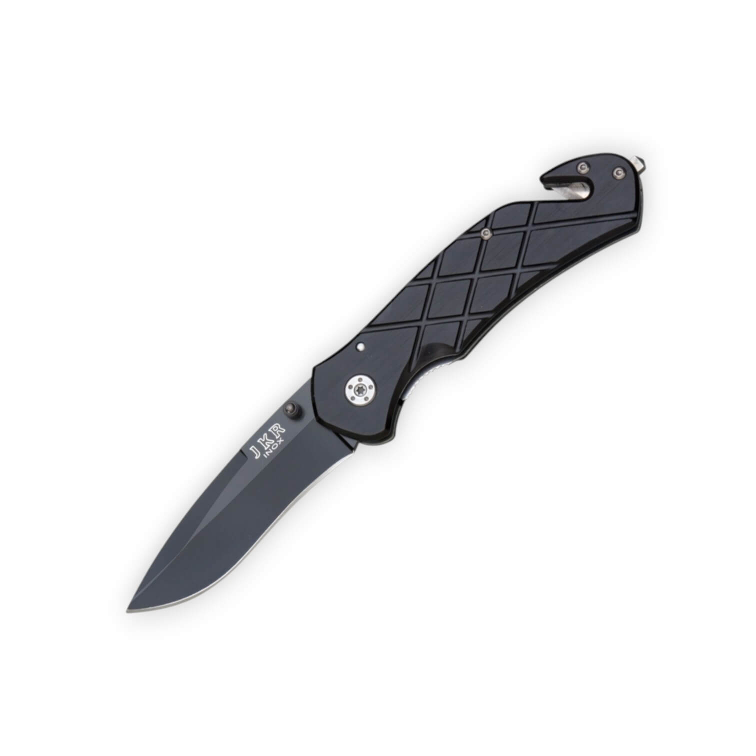 Navaja de rescate con mango de aluminio negro con punta rompecris...