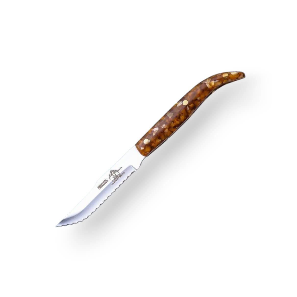 Cuchillo de carne con forma de navaja de hoja dentada y mango de ...