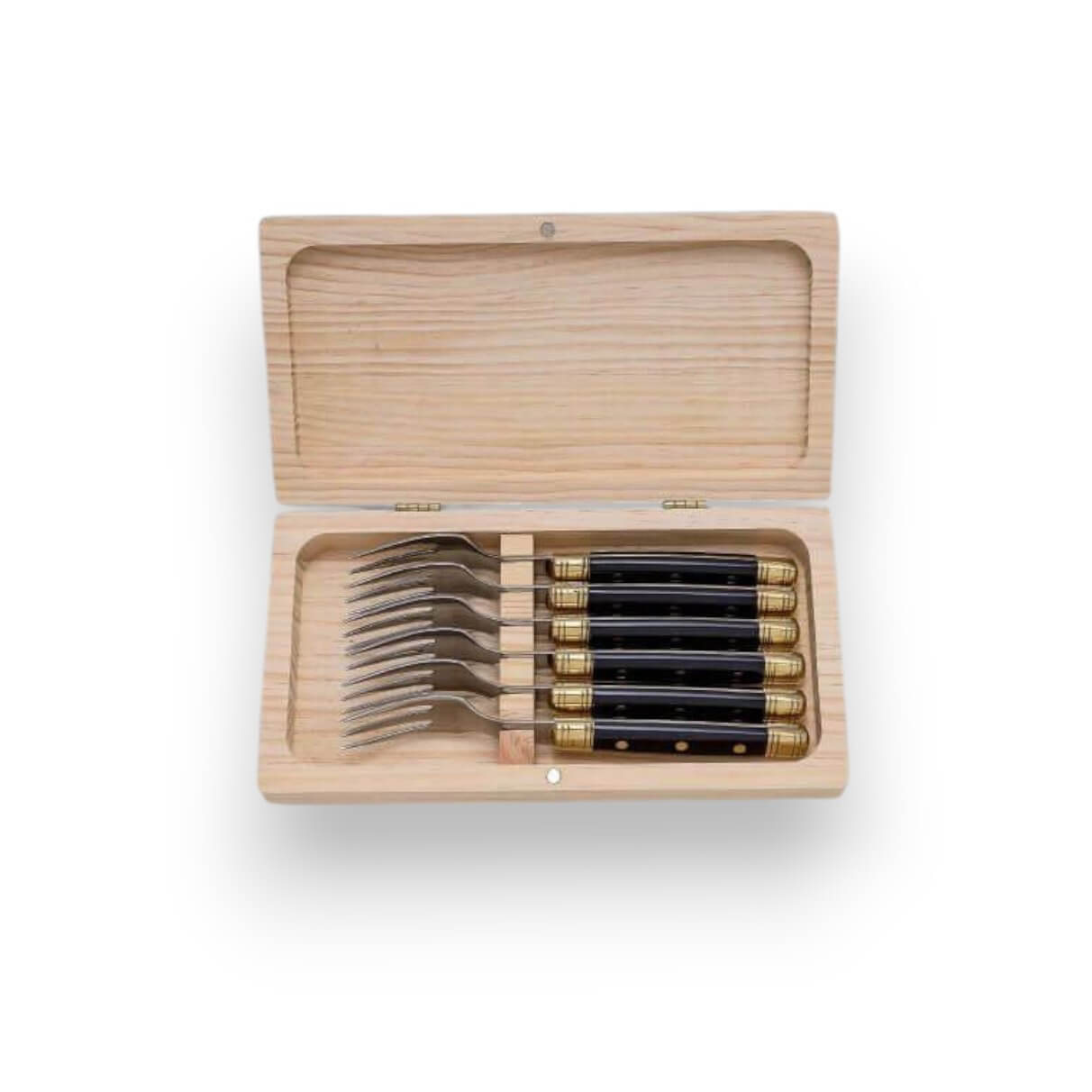 Juego de 6 tenedores de mesa con mango de phenol kraft negro en e...