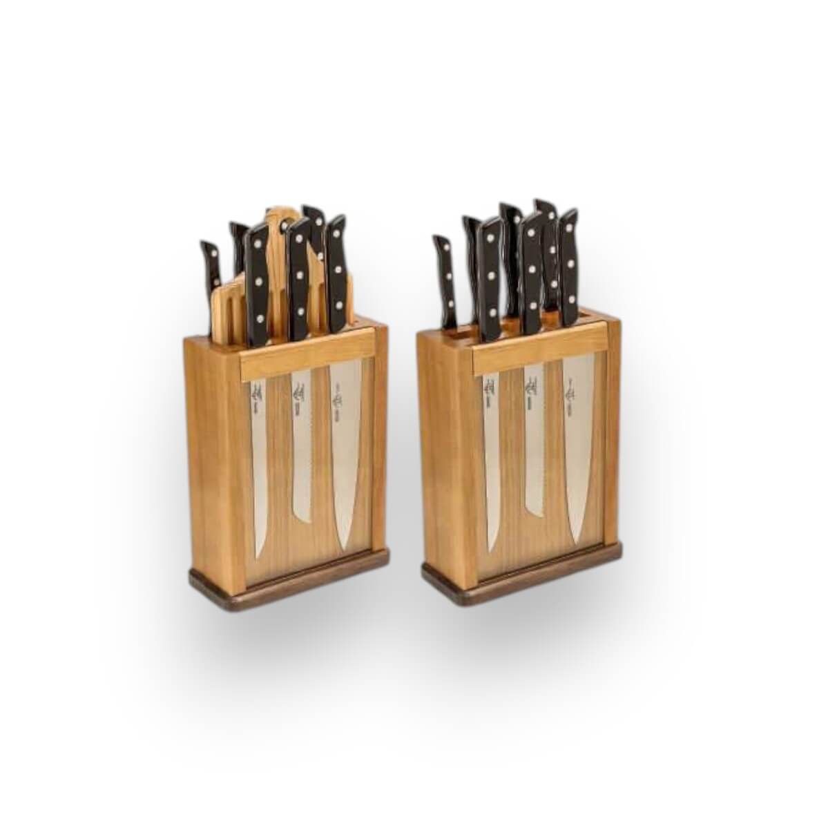 Taco magnético de madera de pino con 8 piezas con mango de phenol kraft negro serie Chef