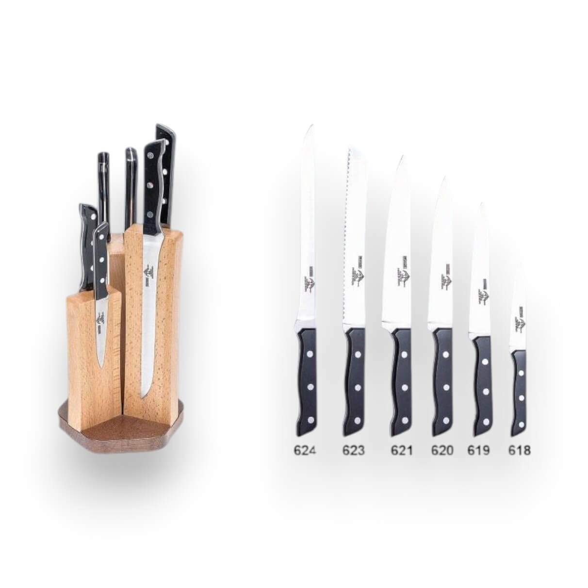 Taco magnético de madera de haya con 6 piezas con mango negro ser...