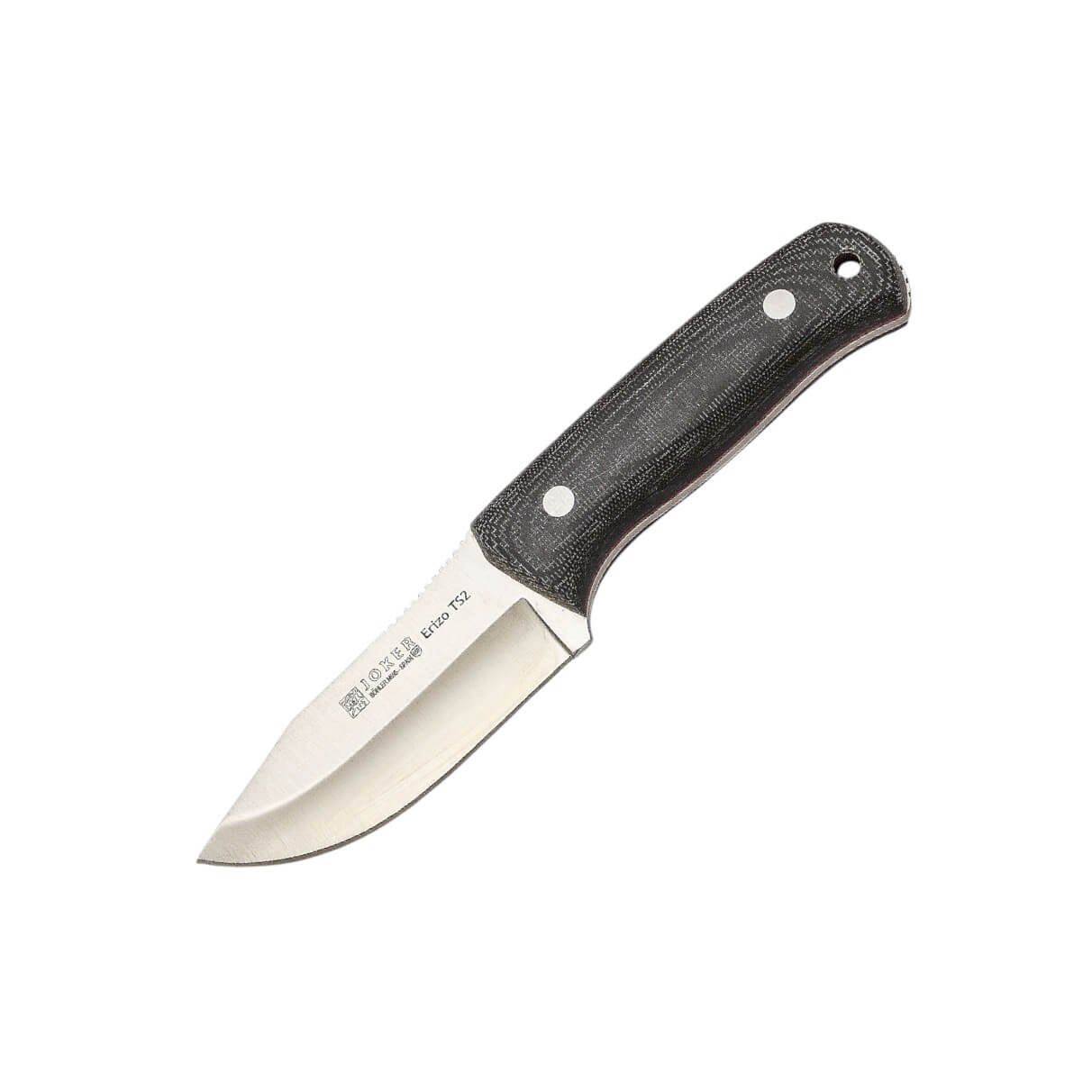 Cuchillo bushcraft Joker Erizo TS2 con mango de micarta negra y f...