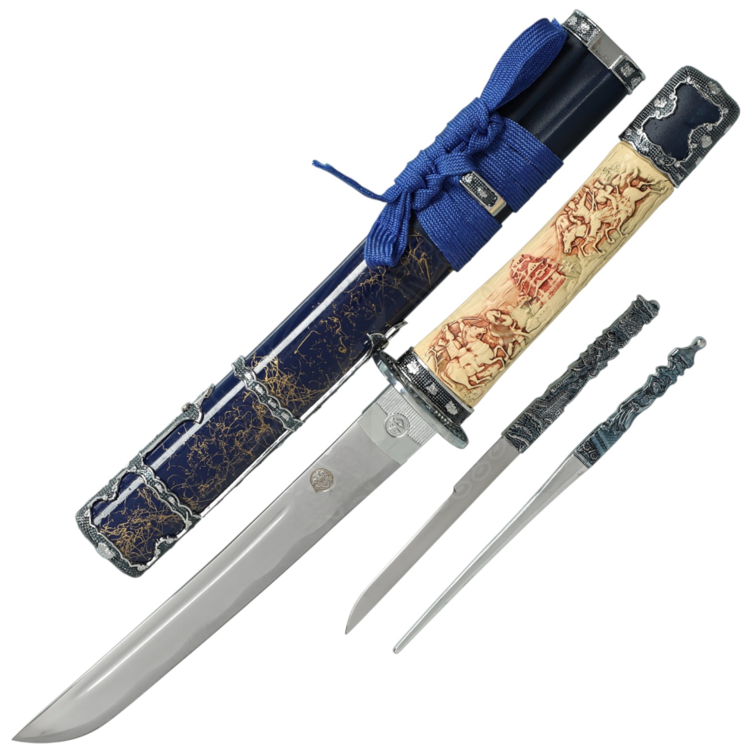 Tanto Date vaina negra y empuñadura de imitación de marfil