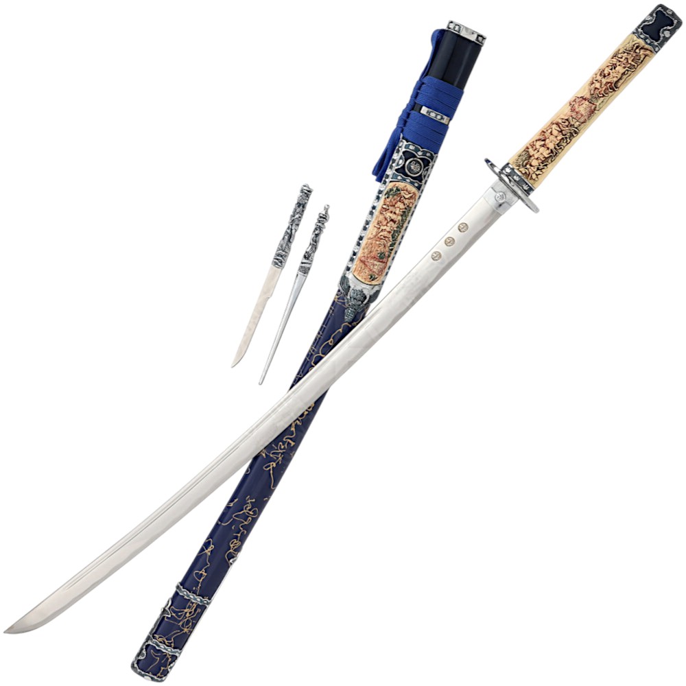 Katana Date vaina negra y empuñadura de imitación de marfil