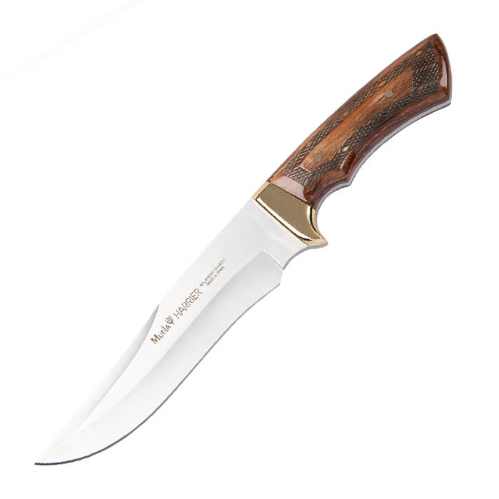 Cuchillo de caza Muela Harrier con mango de madera de haya tallad...