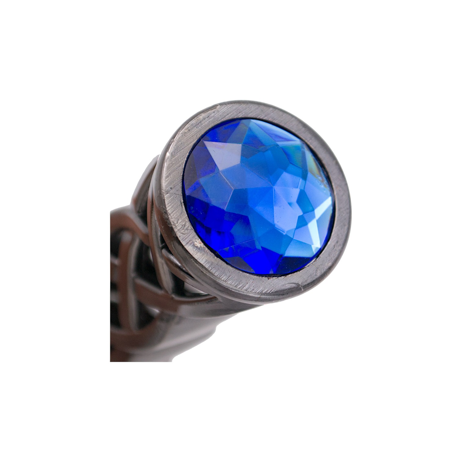 Daga antigua con hoja de 10,5 cm y mango de níquel trenzado con piedra azul en el pomo