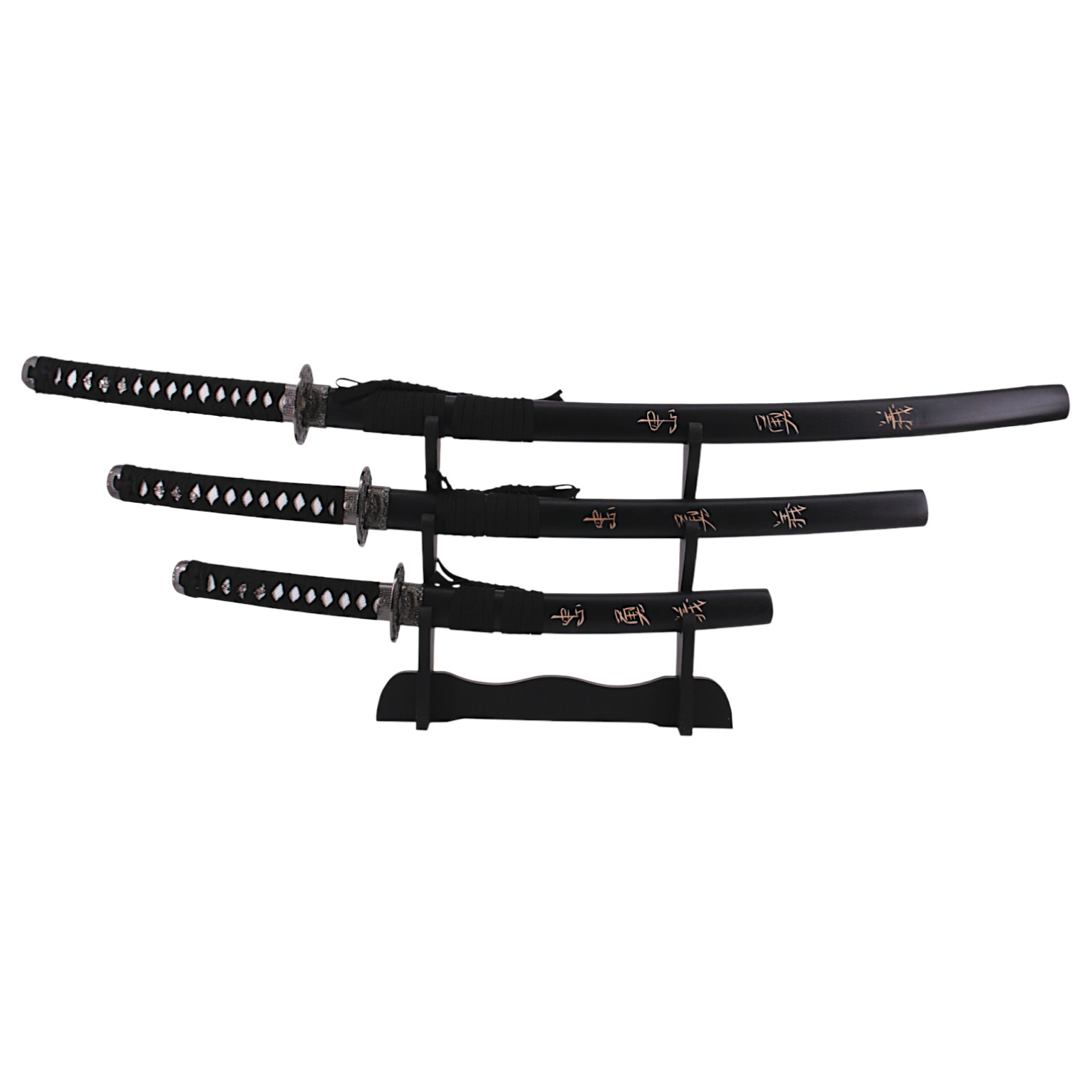 Set de 3 piezas Último Samurai Katana wakizashi y tanto negros co...