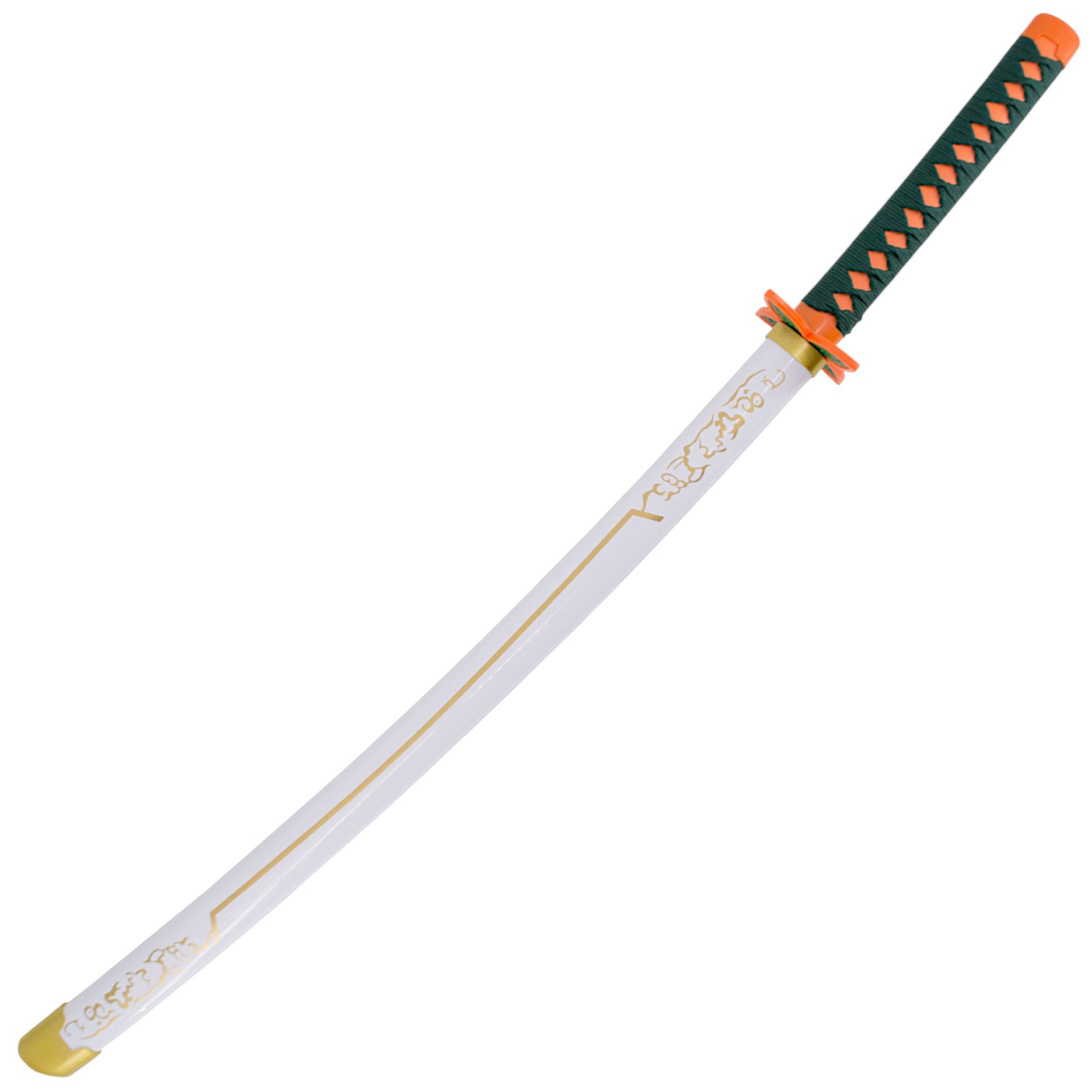 Katana de bambu Demon Slayer Kochou Shinobu verde y blanca