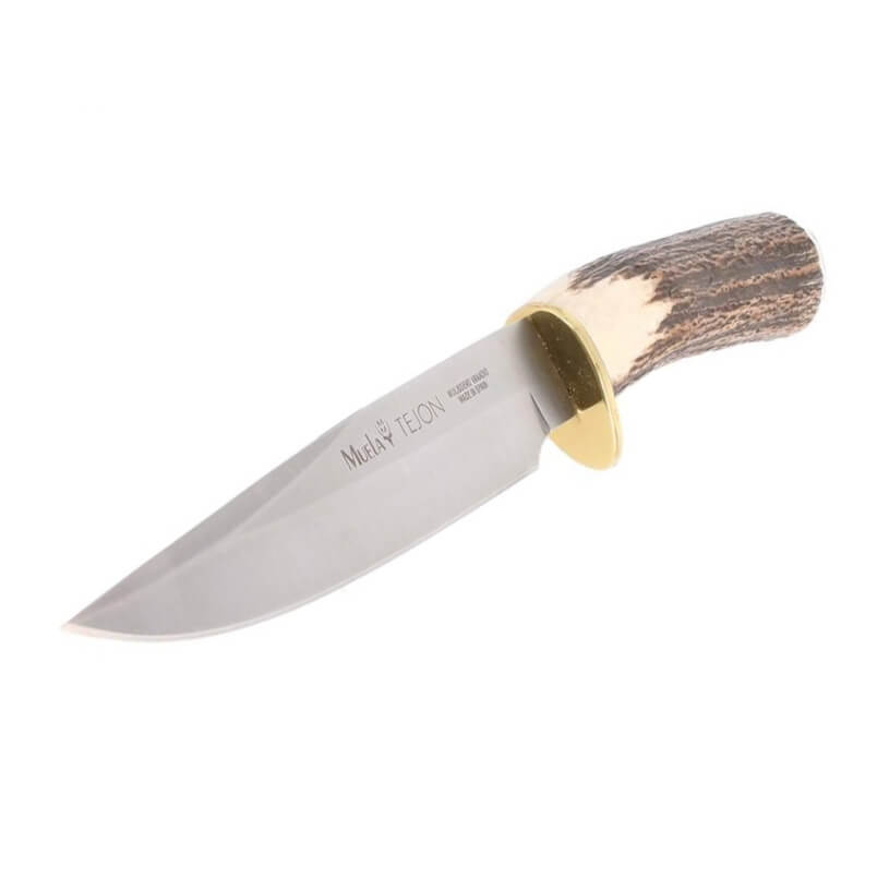 Cuchillo de caza Muela Tejón con mango de asta de ciervo y hoja de acero MoVa de 16.5 cm