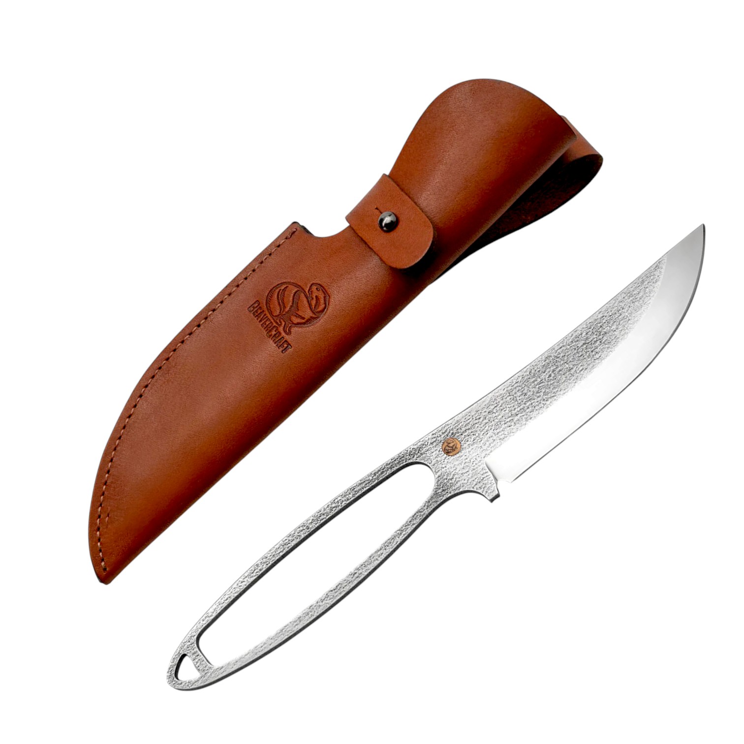 Cuchillo esqueleto con funda de cuero Beavercraft