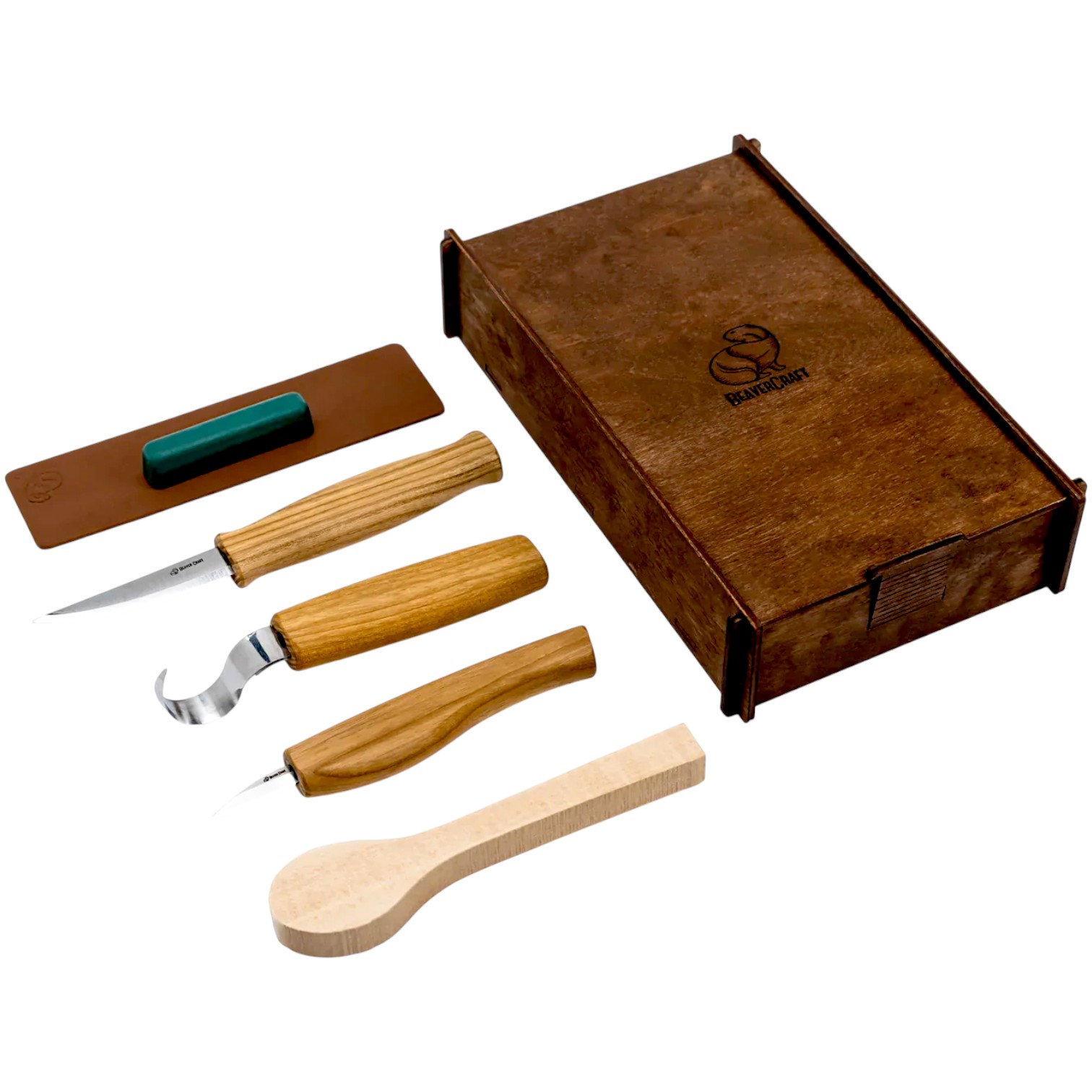 Kit de tallado de cucharas en una caja