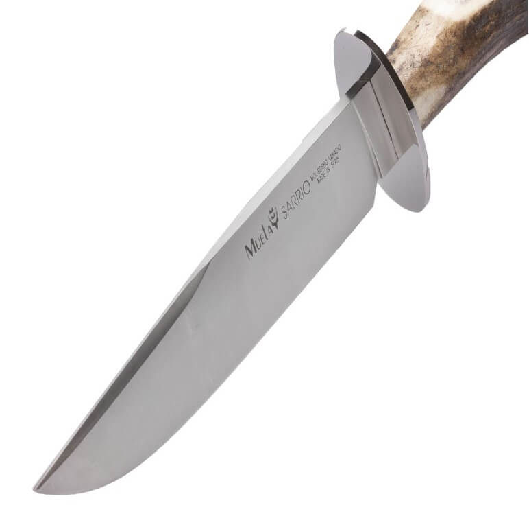 Muela Sarrio-19S Jagdmesser mit Hirschgeweihgriff mit Rosette und 19 cm langer Molybdän-Vanadium-Stahlklinge