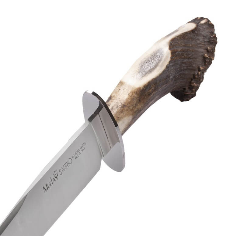 Muela Sarrio-19S Jagdmesser mit Hirschgeweihgriff mit Rosette und 19 cm langer Molybdän-Vanadium-Stahlklinge