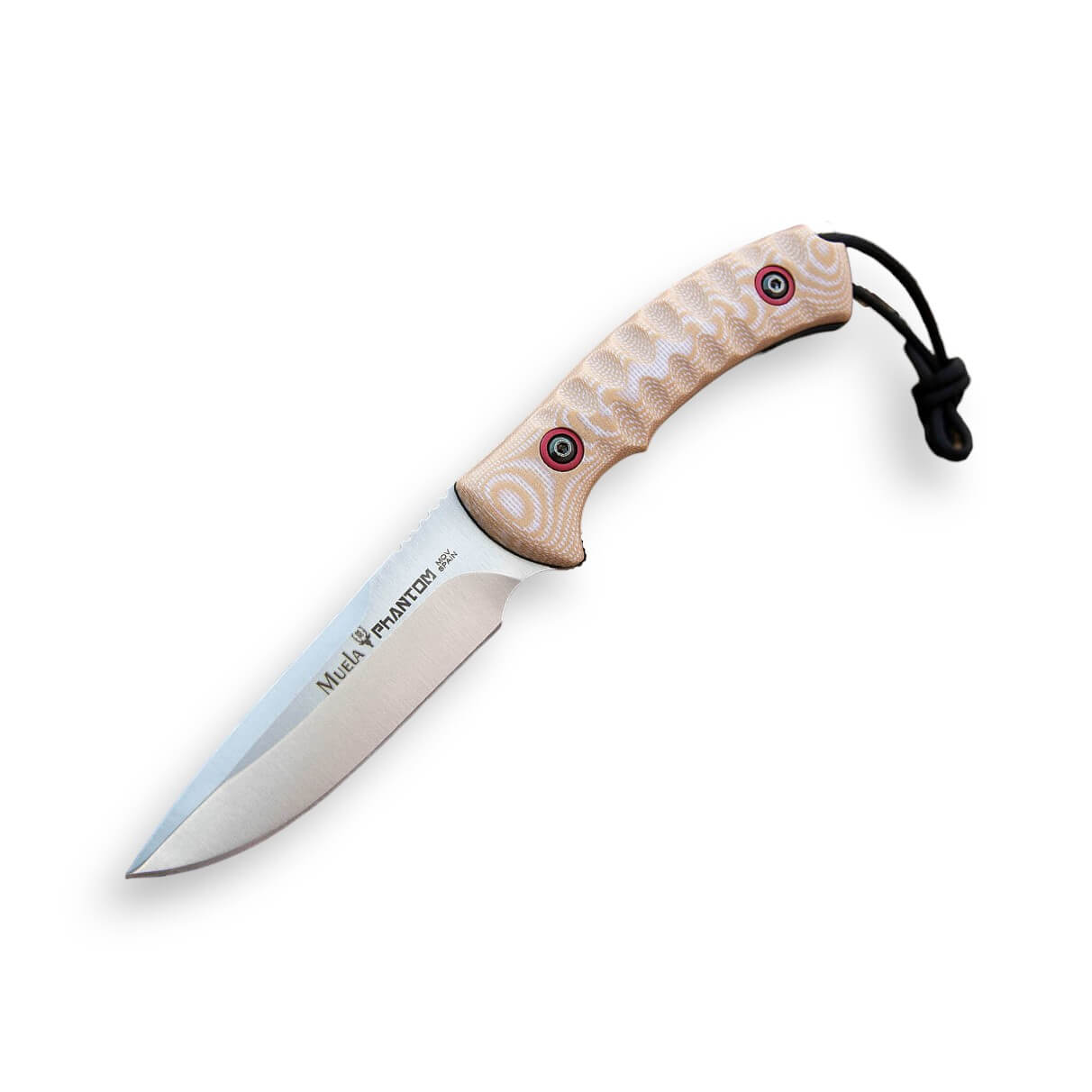 Cuchillo bushcraft Muela Phantom con mango de micarta arena