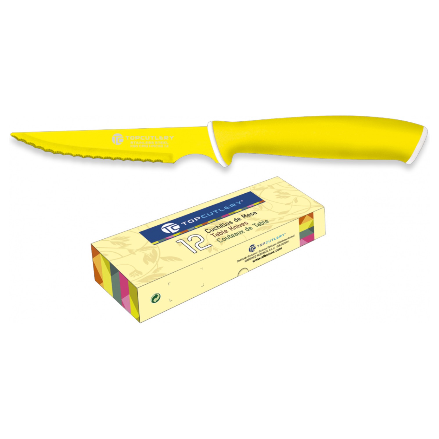 Set 12 Cuchillos cocina Top Cutlery con mango de ABS antideslizan...