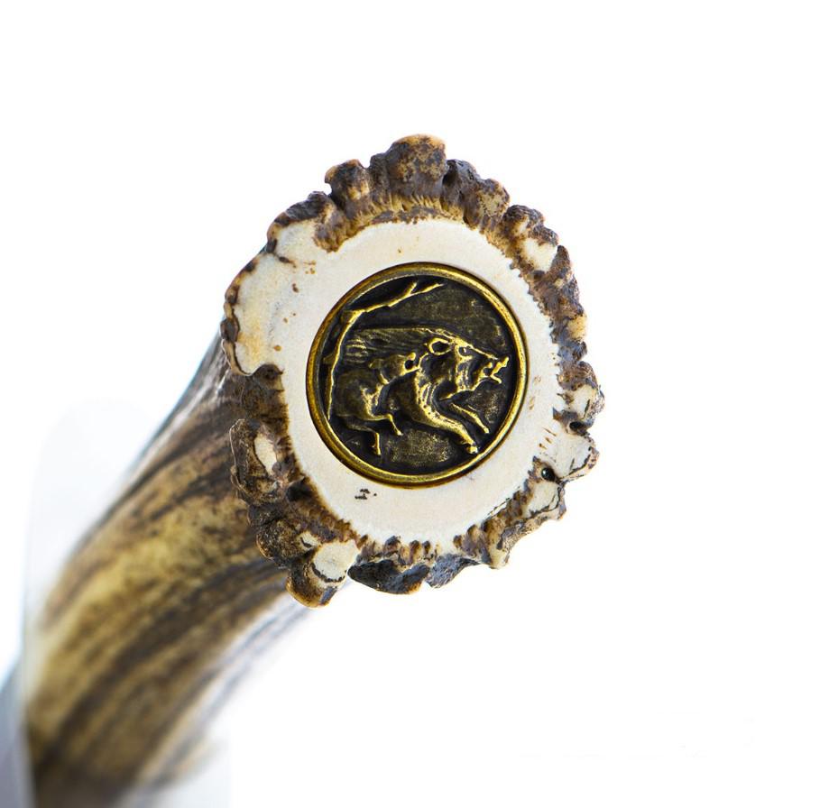 Muela Ursus 25S cuchillo de caza con doble filo y mango de asta de ciervo con roseta